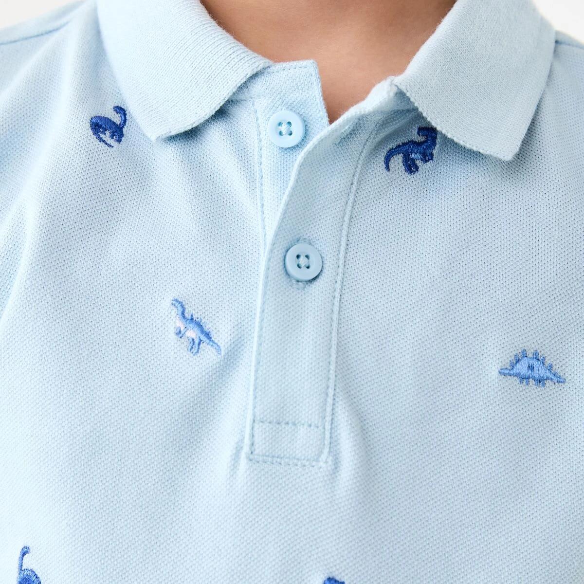 4 Embroidery Polo T-shirt MINI DINO BLUE, 4 of 6