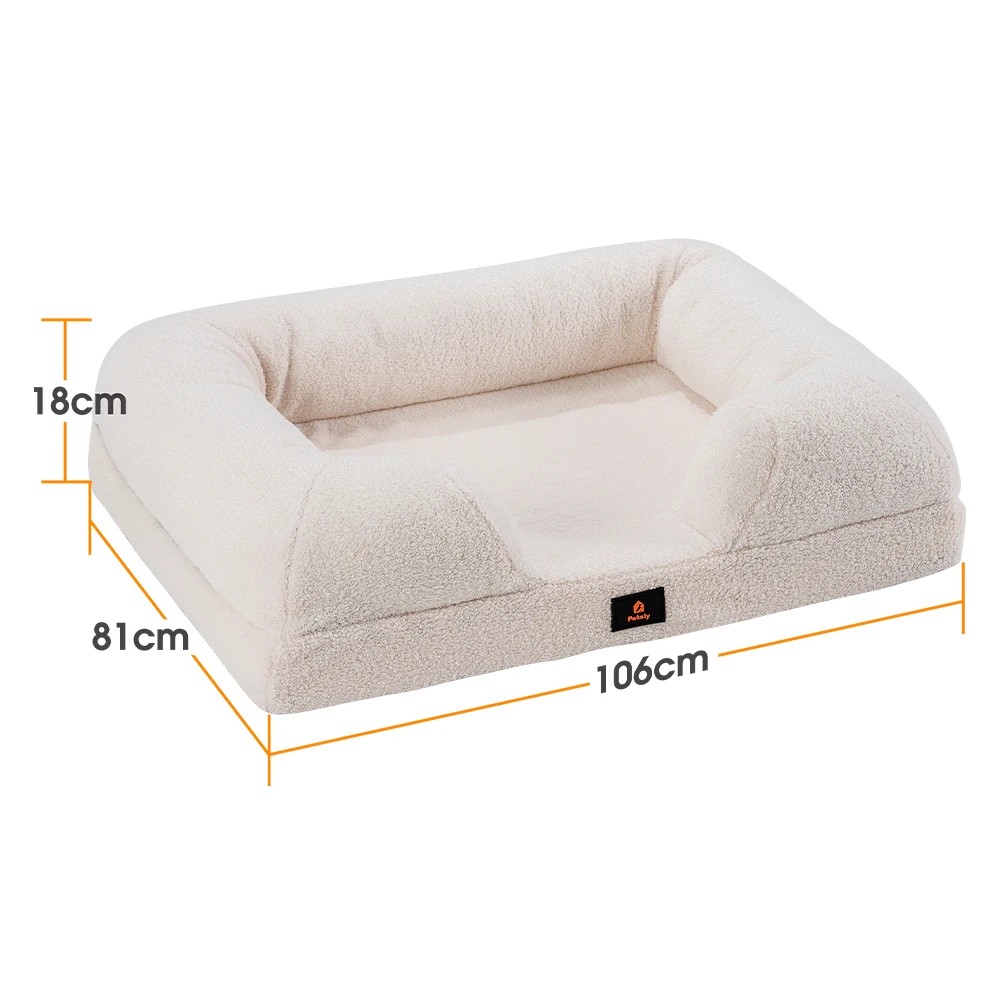 2 Petzly Memory Foam Dog Bed Pet Sofa Calming Bed Washable Removable X Large - White, 2 of 3