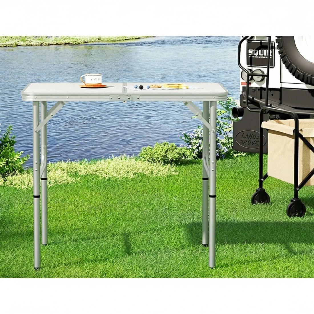 4 Weisshorn Folding Camping Table 90CM Adjustable Portable Outdoor Picnic Desk - Multi, 4 of 7