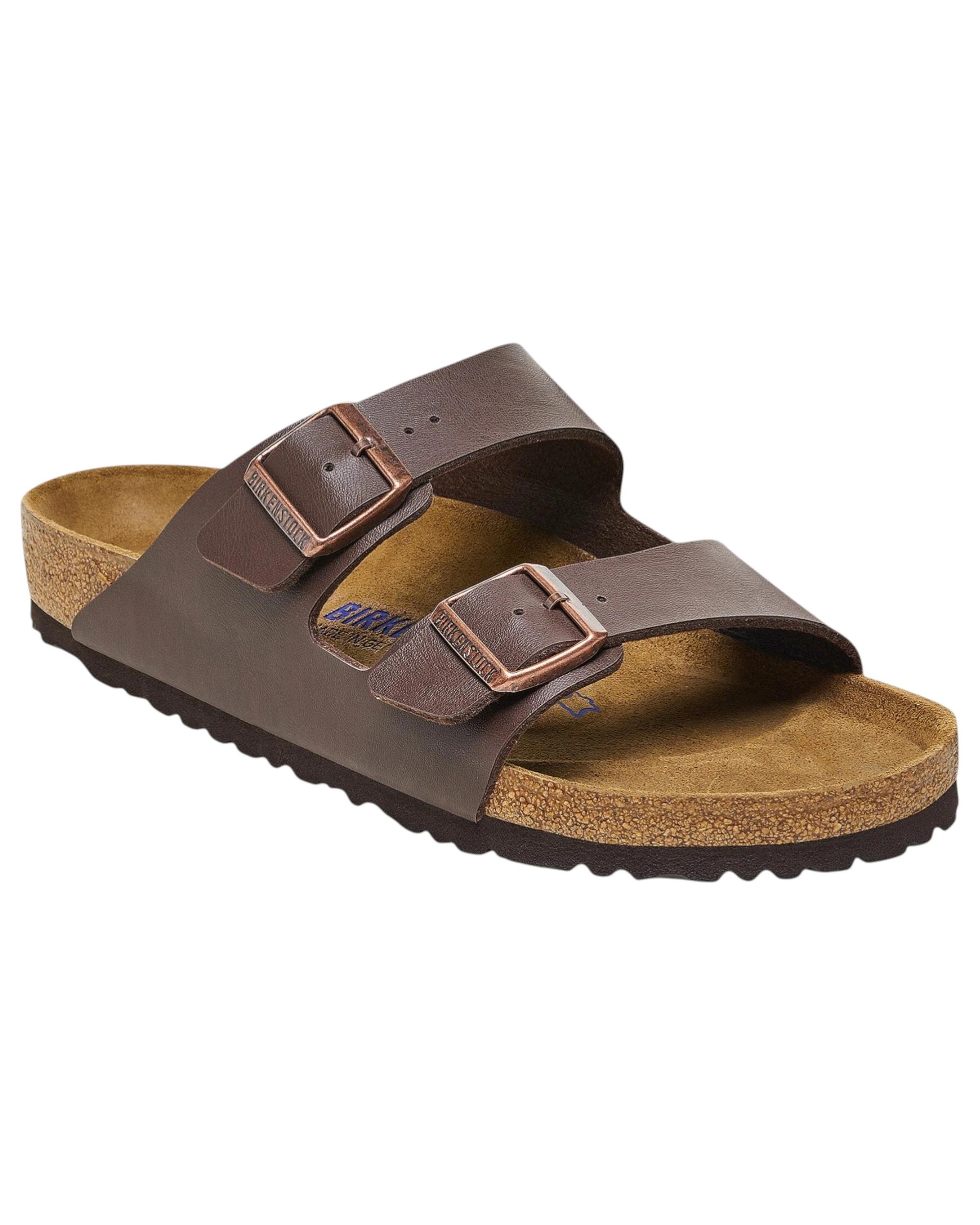1 Birkenstock Mens Arizona SFB Birko Flor Regular Slip On Sandals DARK BROWN, 1 of 3