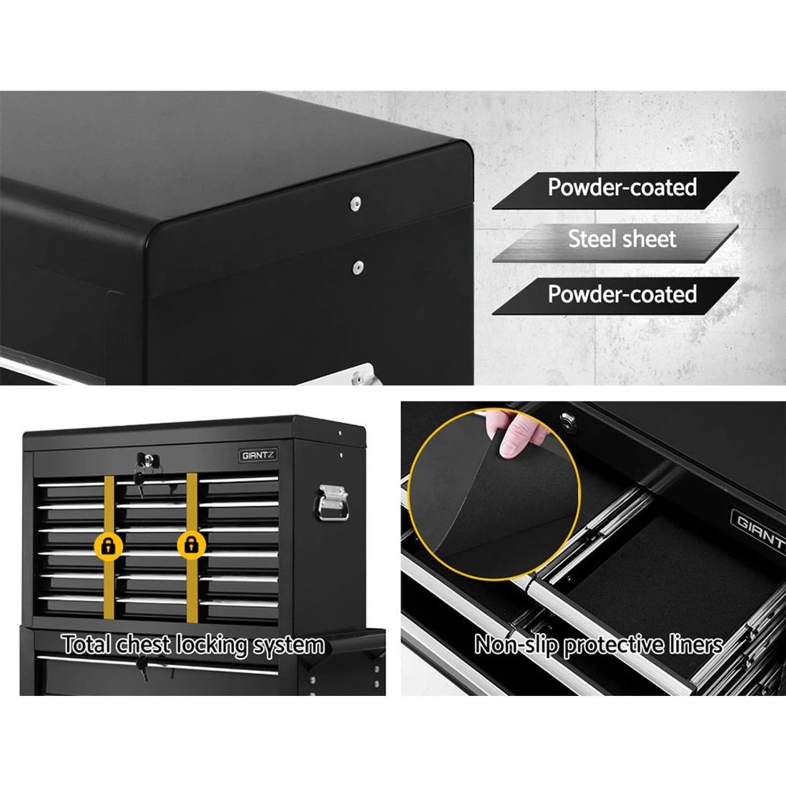 3 Giantz 16 Drawer Tool Box Cabinet Chest Trolley Toolbox Garage Storage - Black, 3 of 7