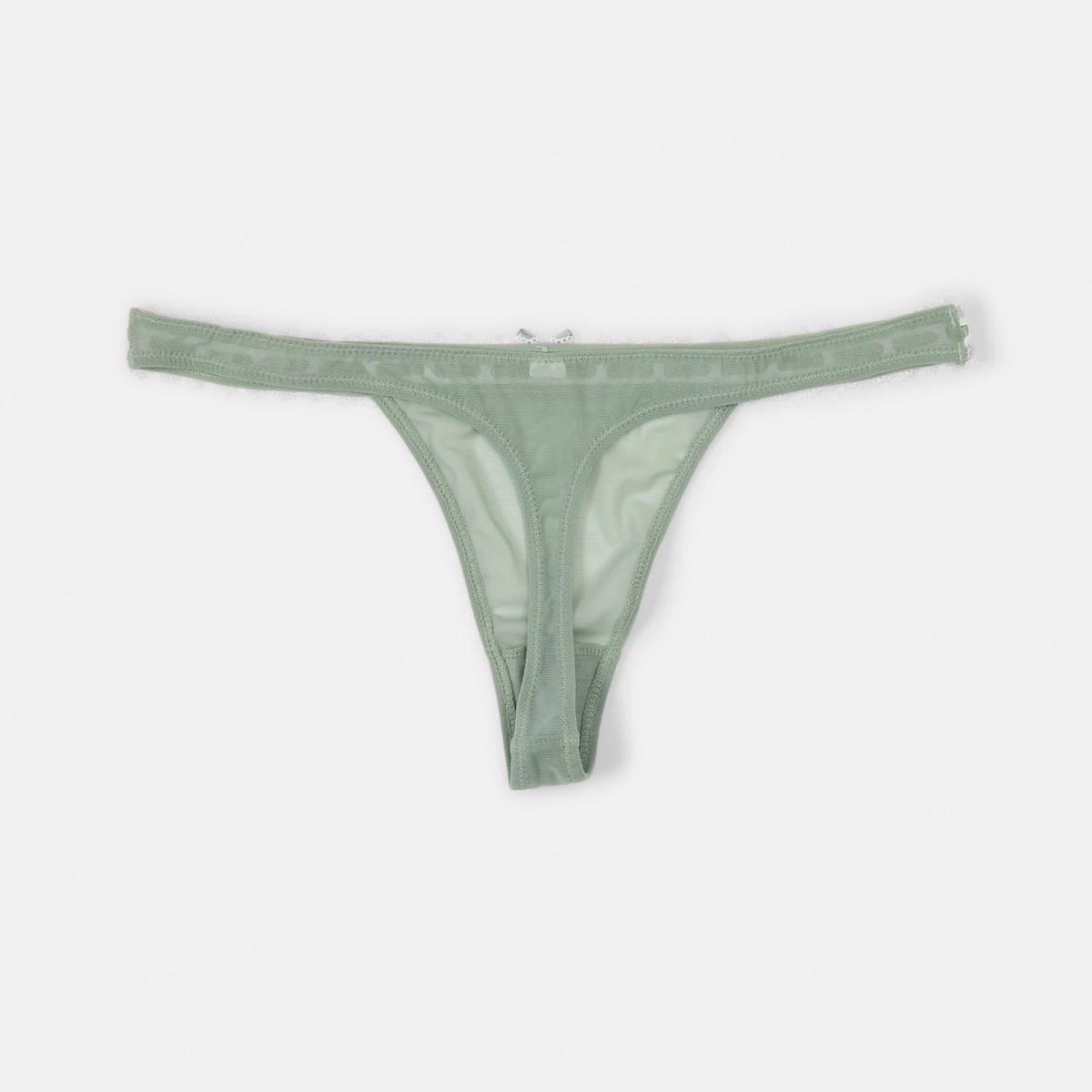6 Co-ordinated Ribbon Trim G-String Briefs Ice Grn, 6 of 7
