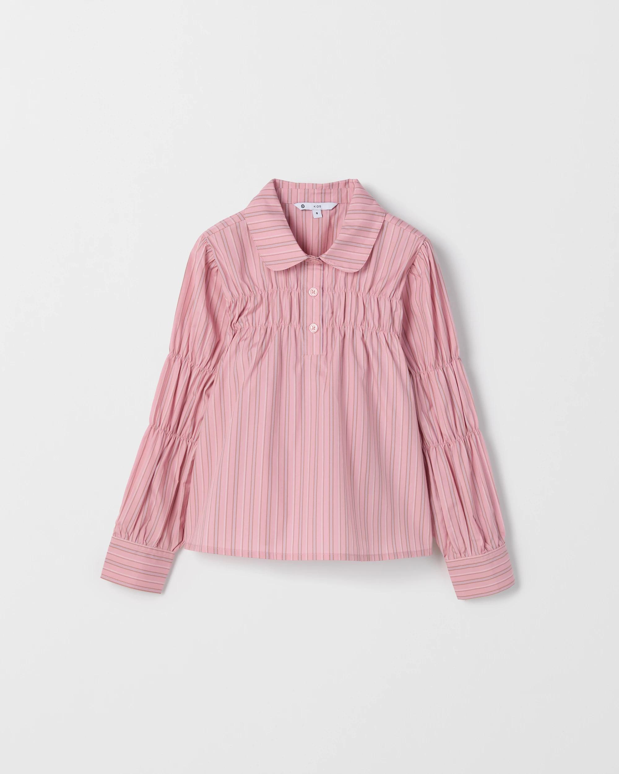 5 Target Kids Long Sleeve Ruched Pinstripe Shirt PINK, 5 of 6