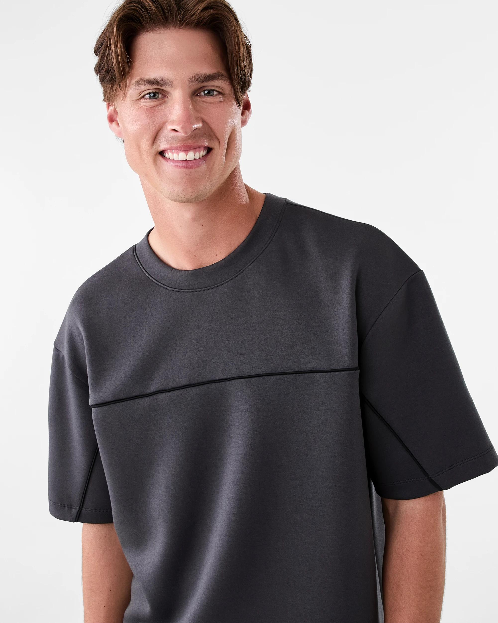 4 Active Mens Oversized Piping Scuba T-shirt Gry Drkish, 4 of 6