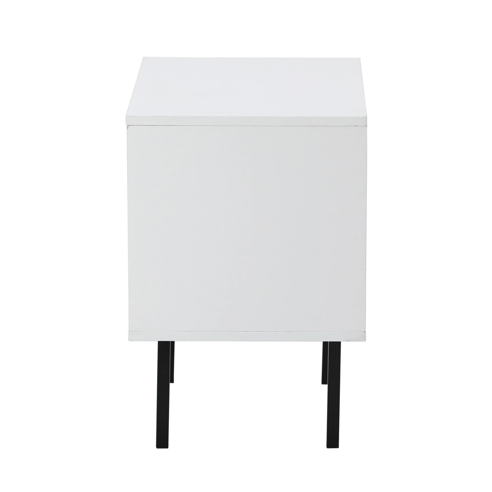 8 Oikiture 2X Bedside Tables Cabinet Storage Nightstand Glass Door Bedroom - White, 8 of 9