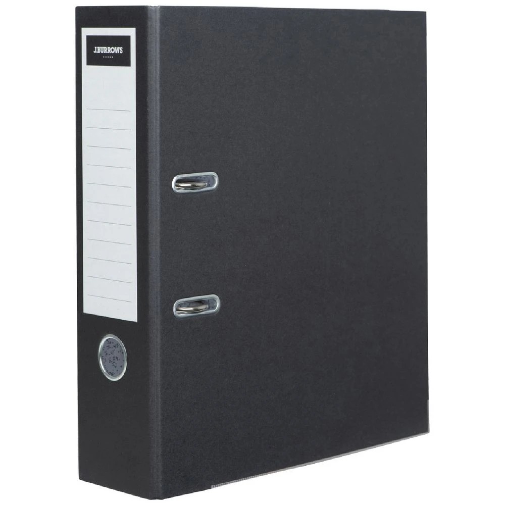 1 J.Burrows Recycled Lever Arch File A4 2 Ring Board Black, 1 of 3