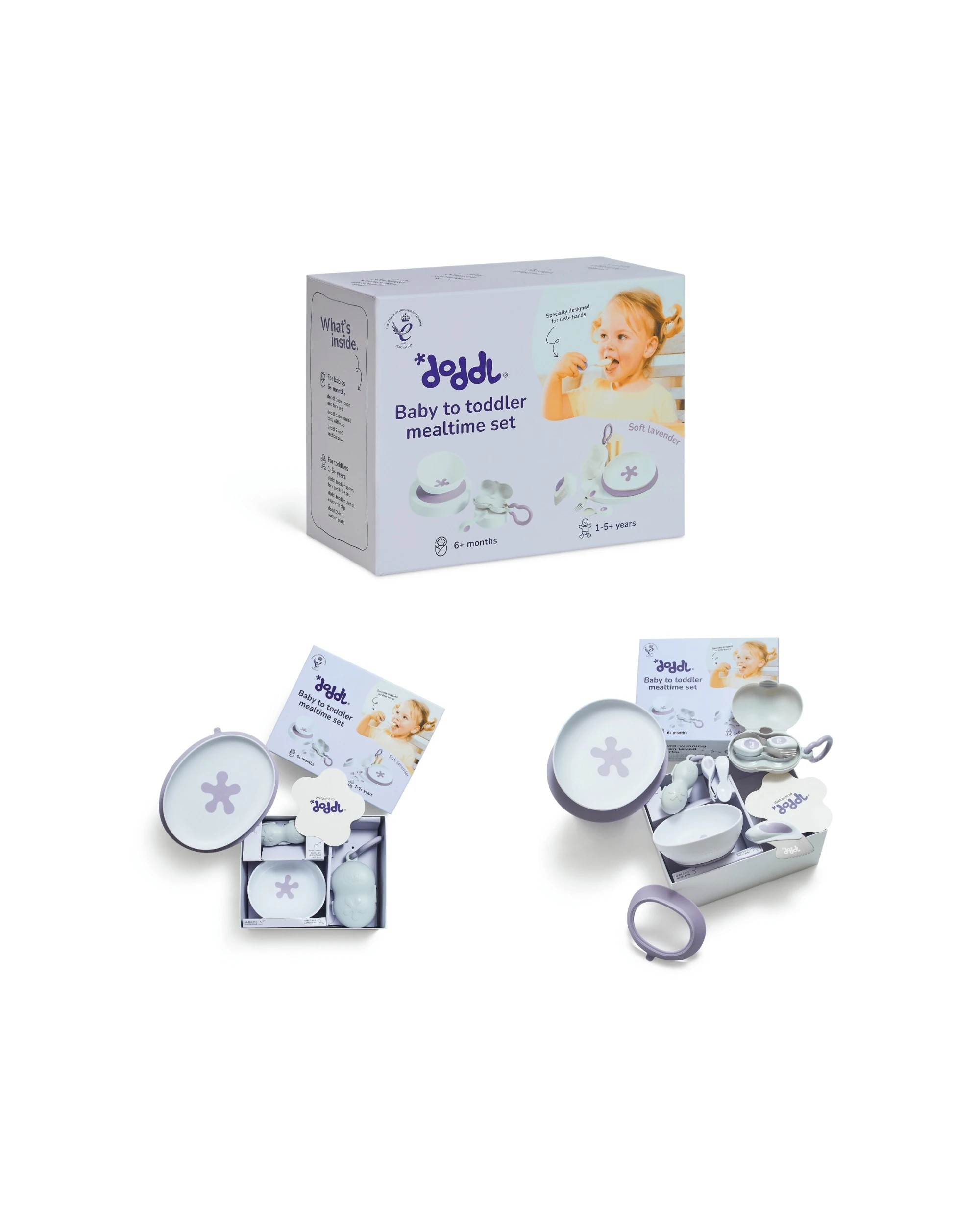 1 Doddl 9pc Mealtime Development Box Complete Set 6M-5Y - Purple, 1 of 6
