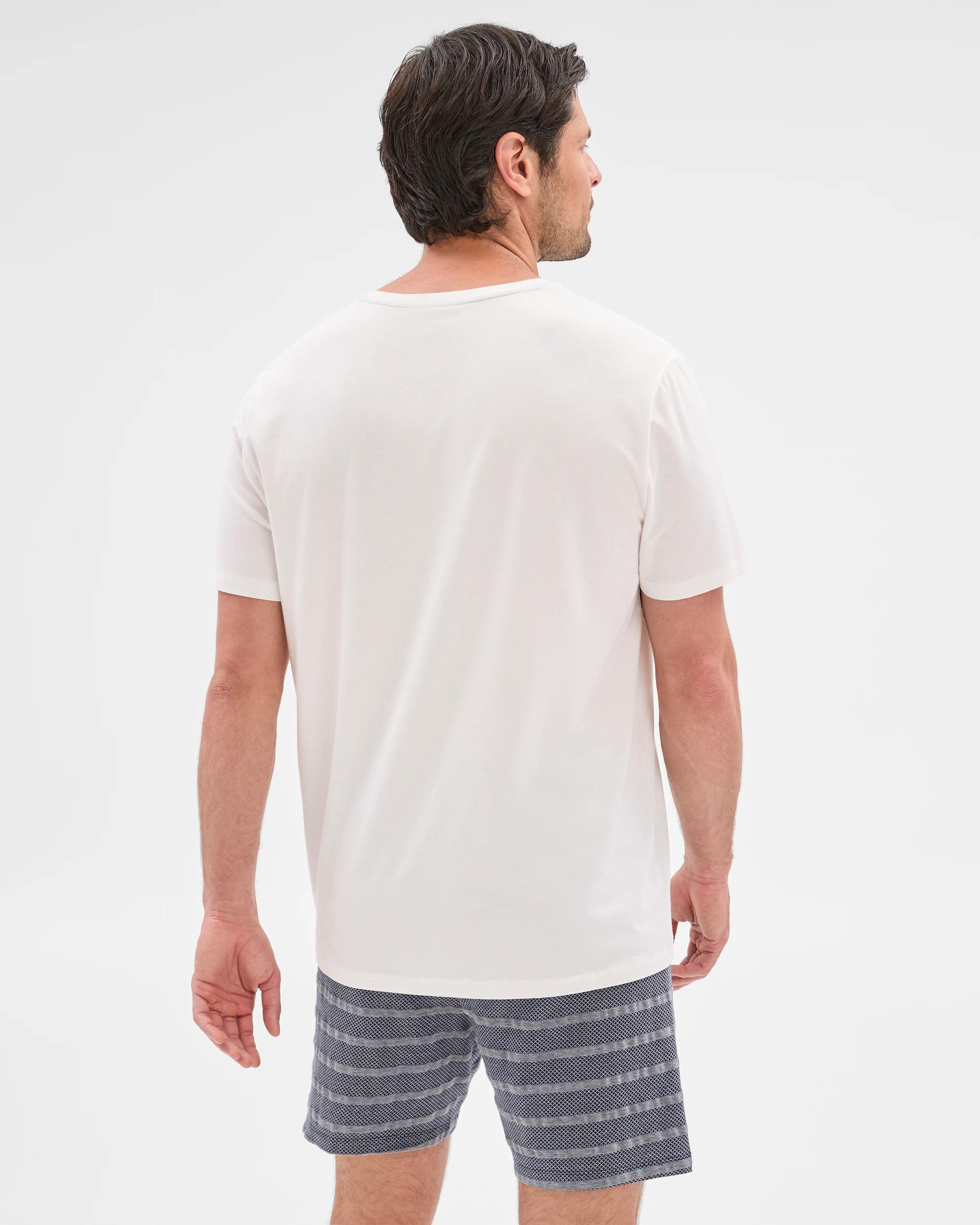 6 Australian Cotton Blend Mens Pyjama Sleep Set - Maxx WHITE/NAVY STRIPE, 6 of 6