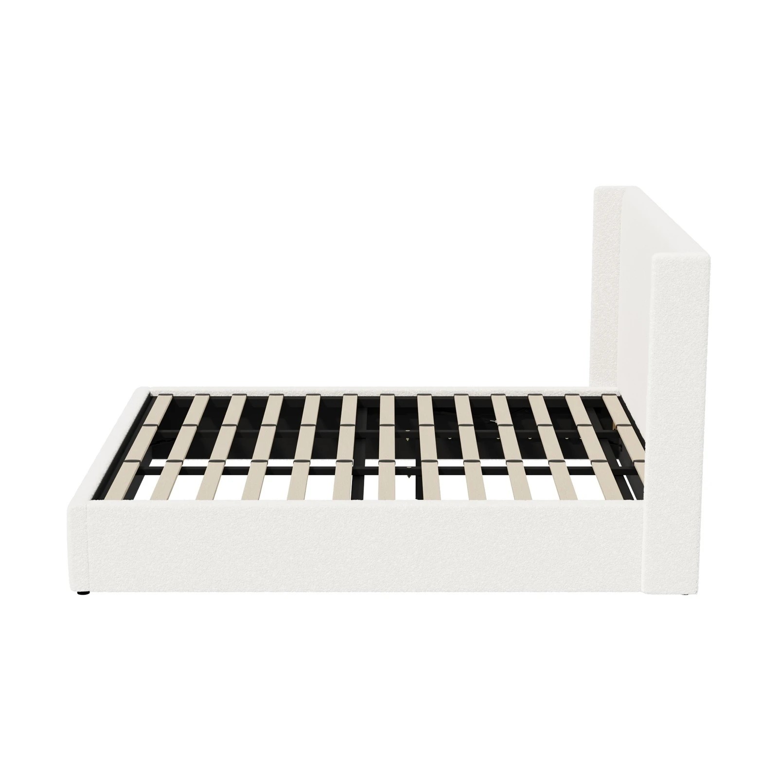 8 Oikiture King Bed Frame Gas Lift Base With Storage Boucle Fabric
 - White, 8 of 10