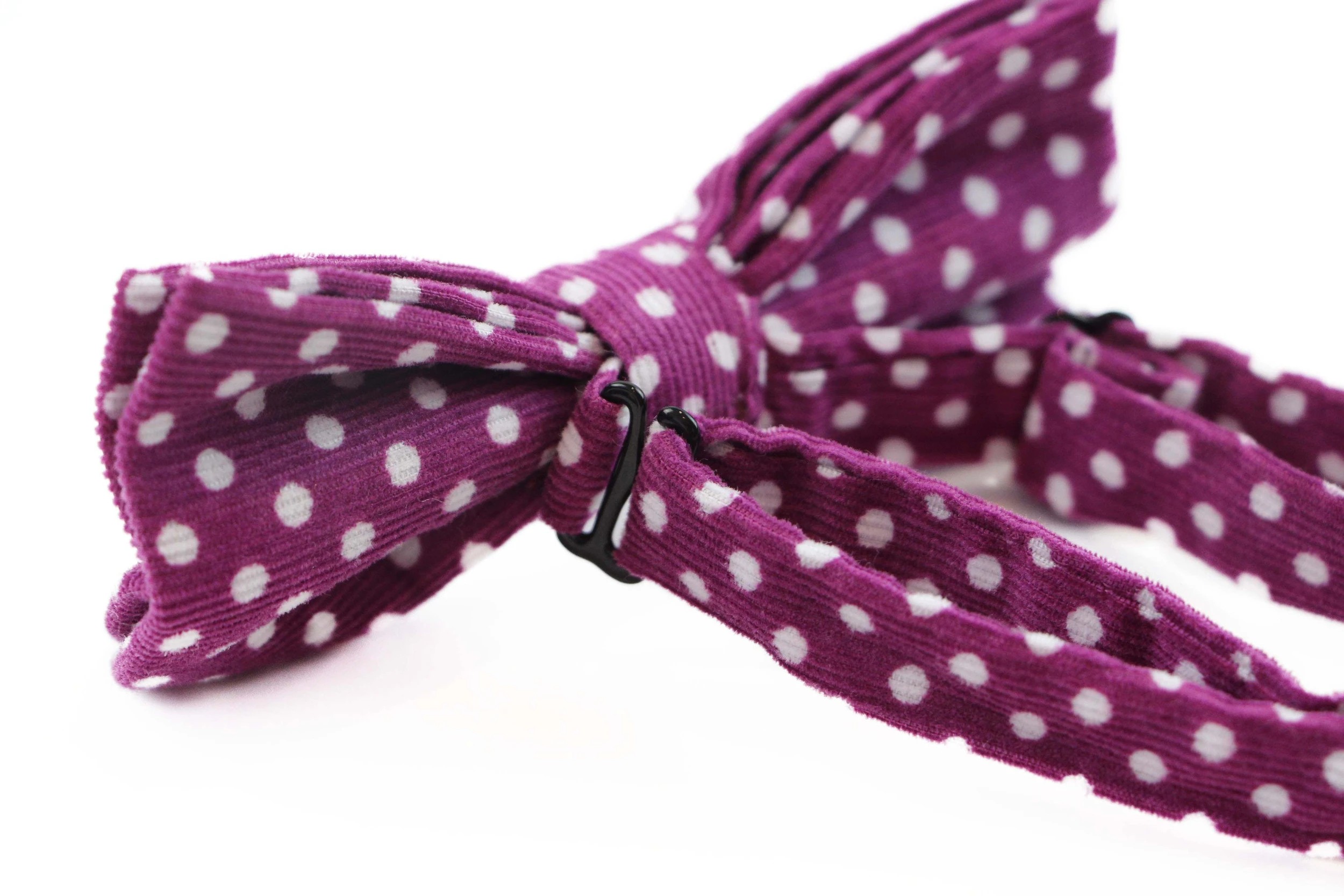 2 Zasel Mens Magenta & White Cord Polka Dot Patterned Bow Tie - Multi, 2 of 4