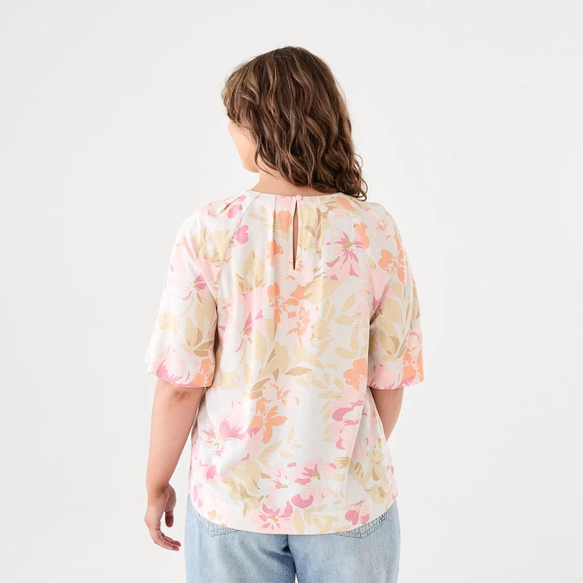 3 Short Sleeve Tuck Top CORAL FLORAL PEACH CORAL, 3 of 5