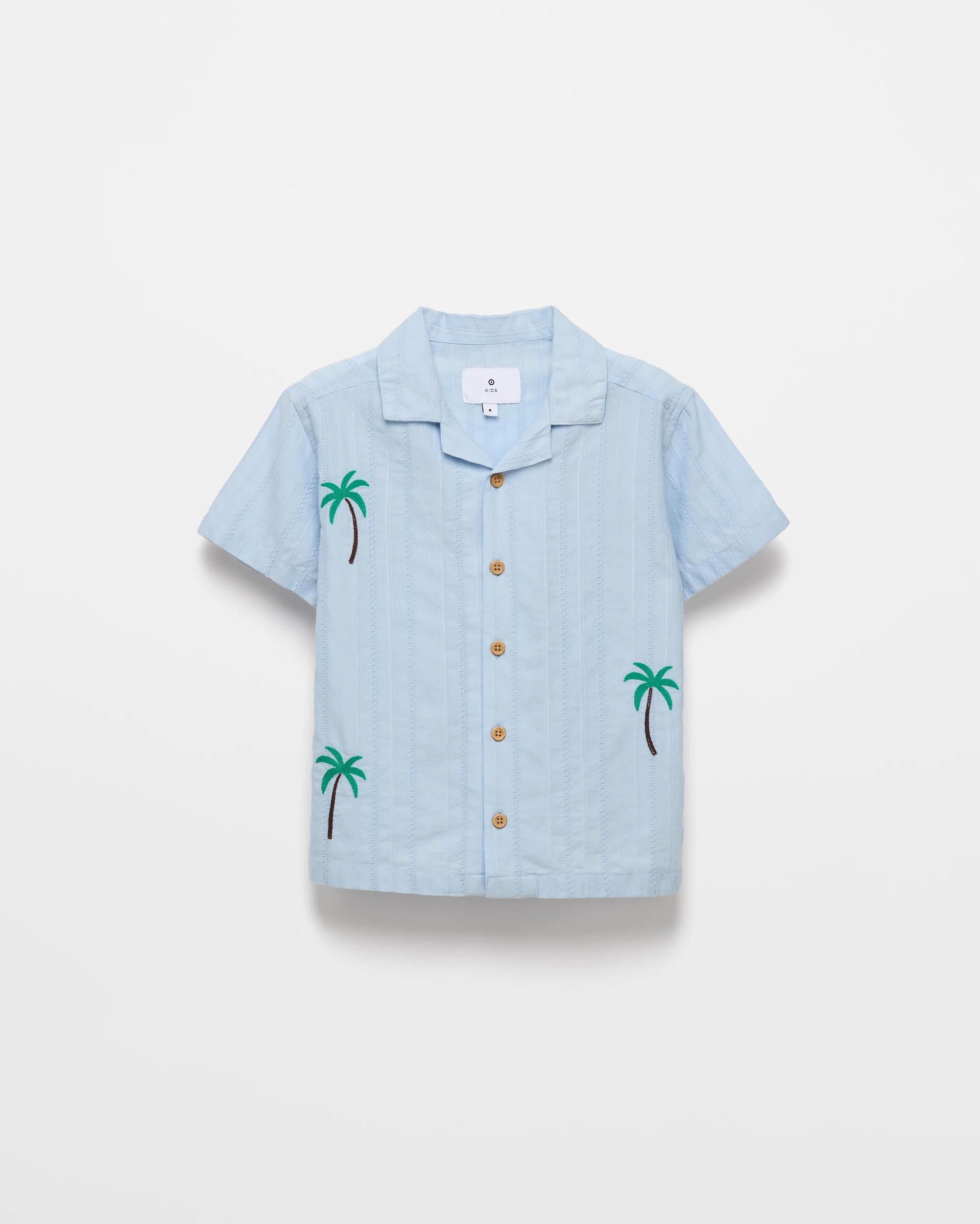 1 Target Cotton Short Sleeve Textured Shirt BLUE, 1 of 2