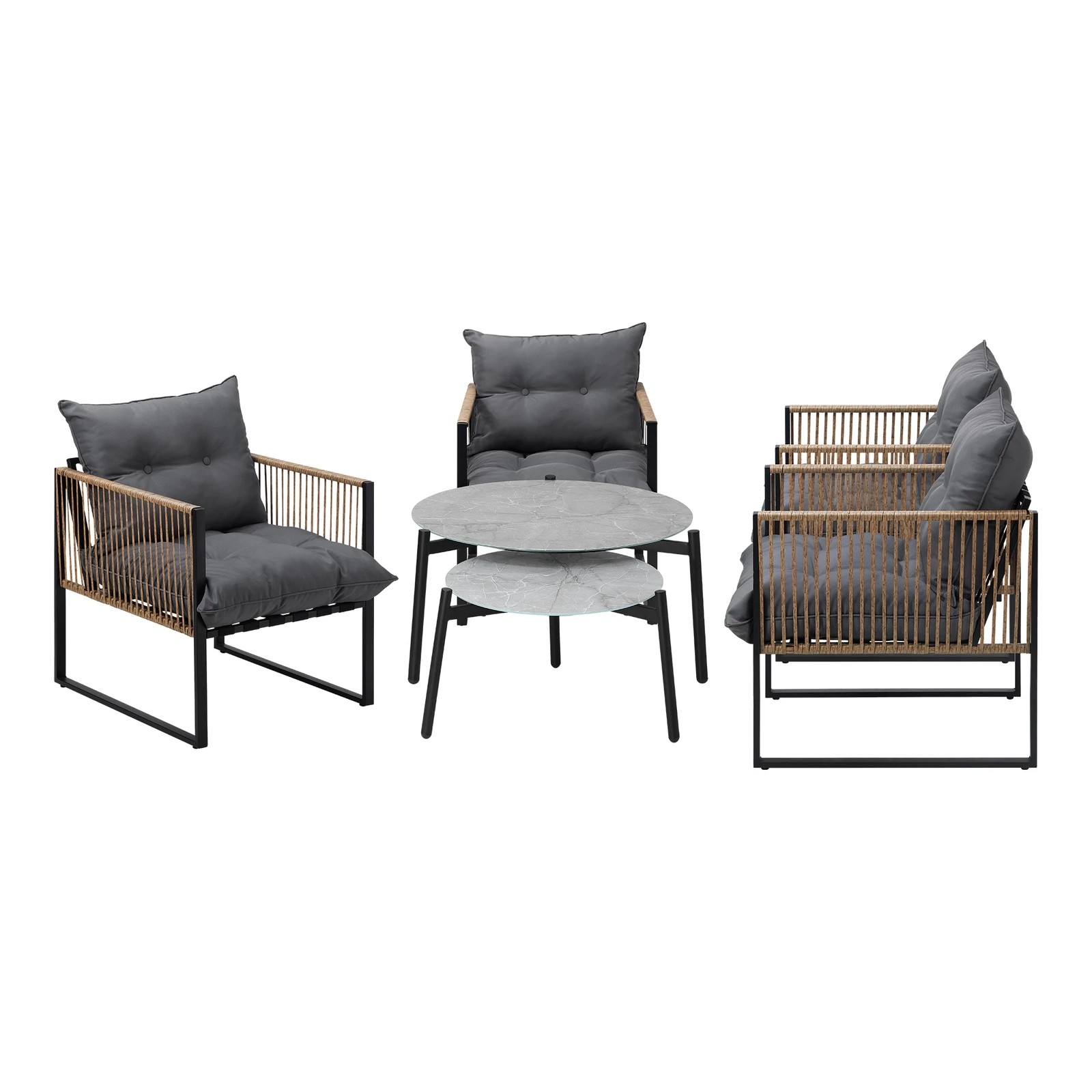 8 Livsip Outdoor Patio Setting Furniture Grey Coffee Table Set Rattan Chairs 6pcs
 - Multi, 8 of 10