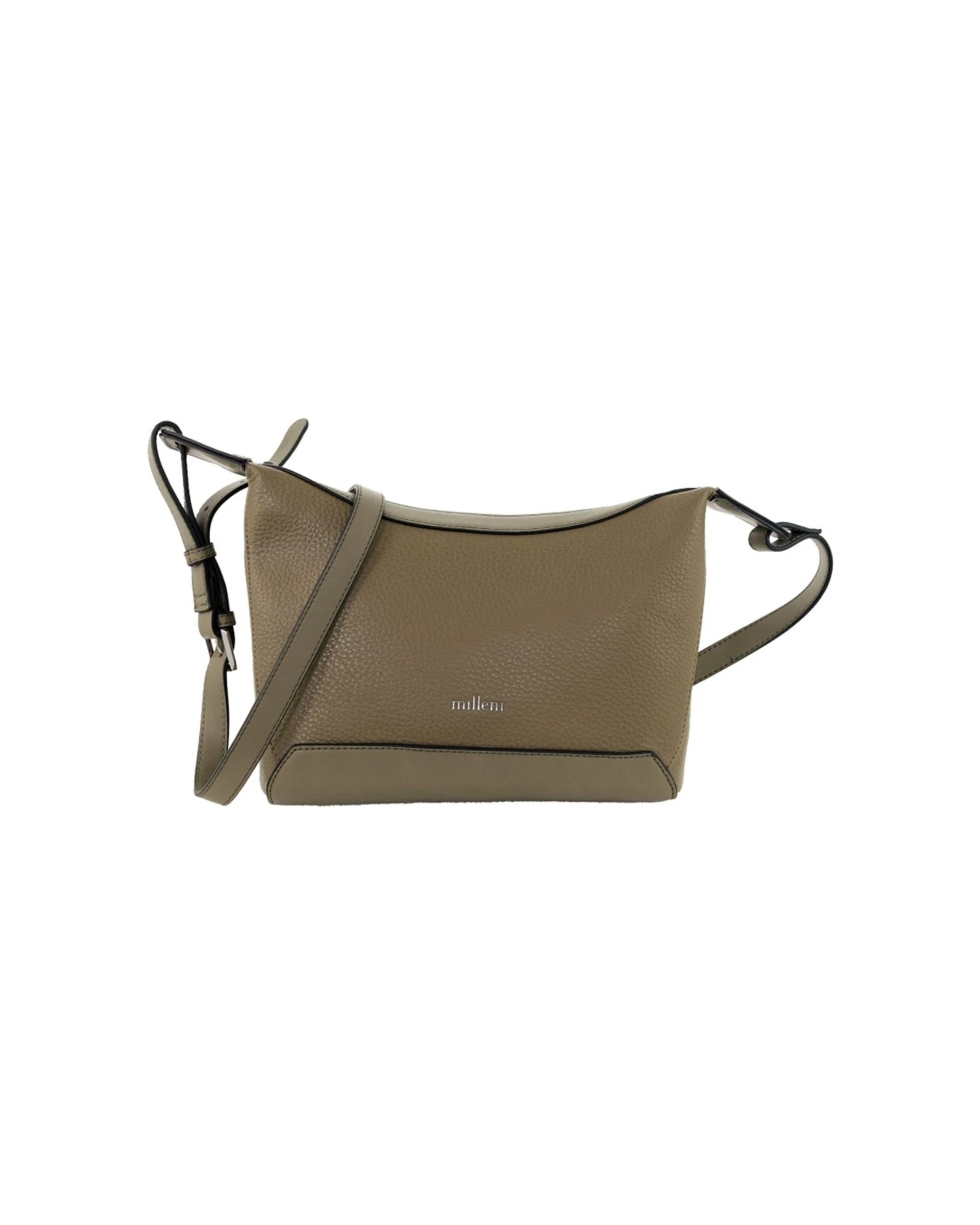 4 Milleni Vegan Leather Shoulder Bag W/ Adjustable Strap Hardware Design 27cm Compact Size - Brown, 4 of 5