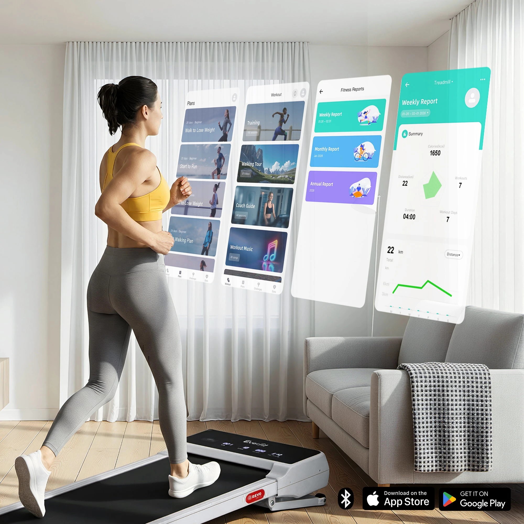 7 Everfit 3 in 1 Walking Pad Treadmill 20% Auto Incline Under Desk Treadmills 40cm Wide Belt - White, 7 of 9