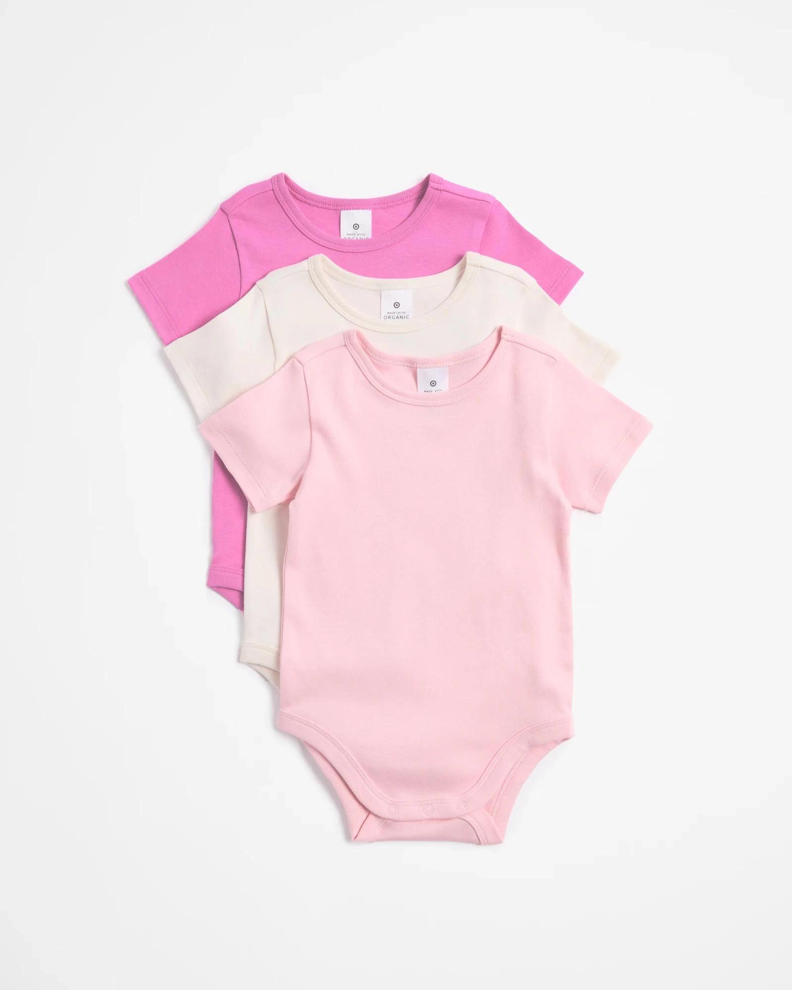 1 Target Baby Baby Organic Cotton Bodysuits 3 Pack - Blues PINKS, 1 of 5