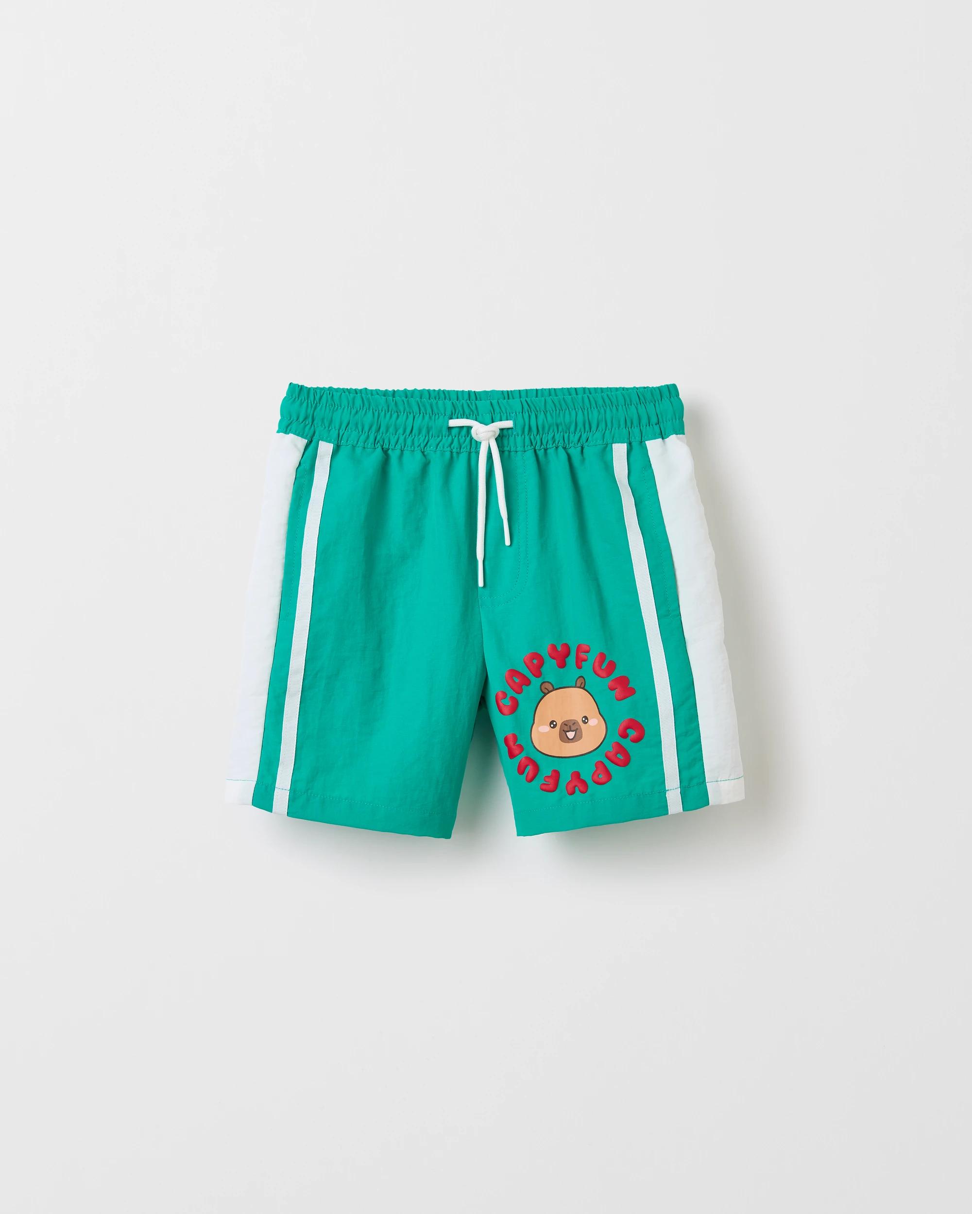 1 Licensed CapyFun Panelled Shorts GREEN, 1 of 2
