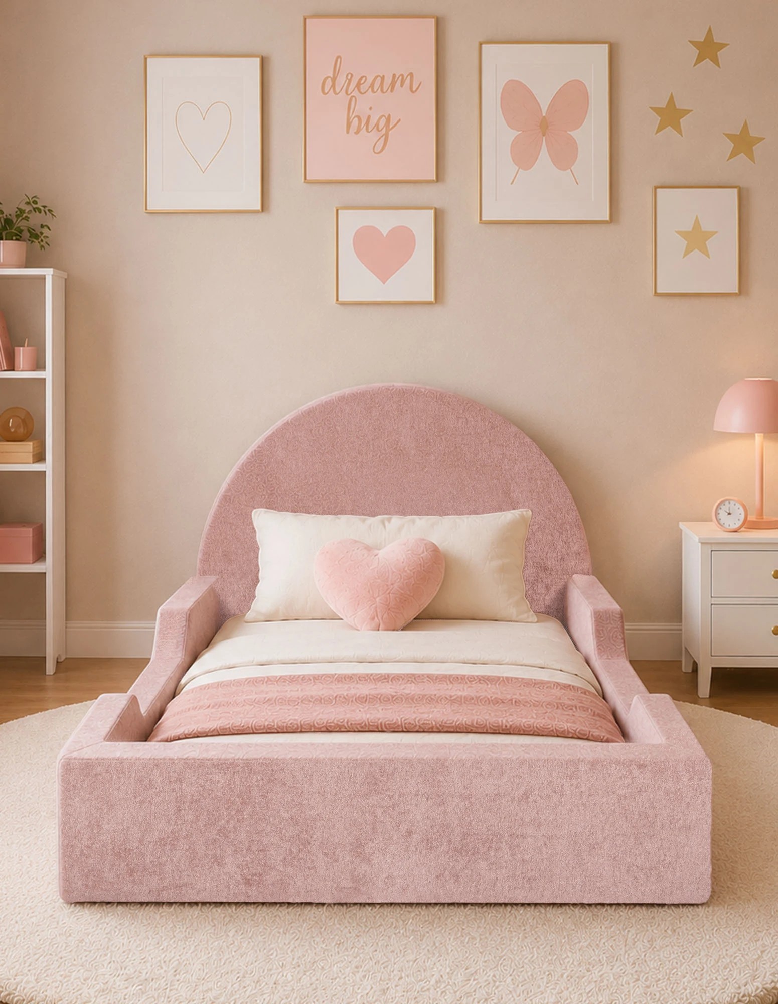 1 Milano Cubrio Kids Tool Free Bed Frame - King Single - Pink, 1 of 6