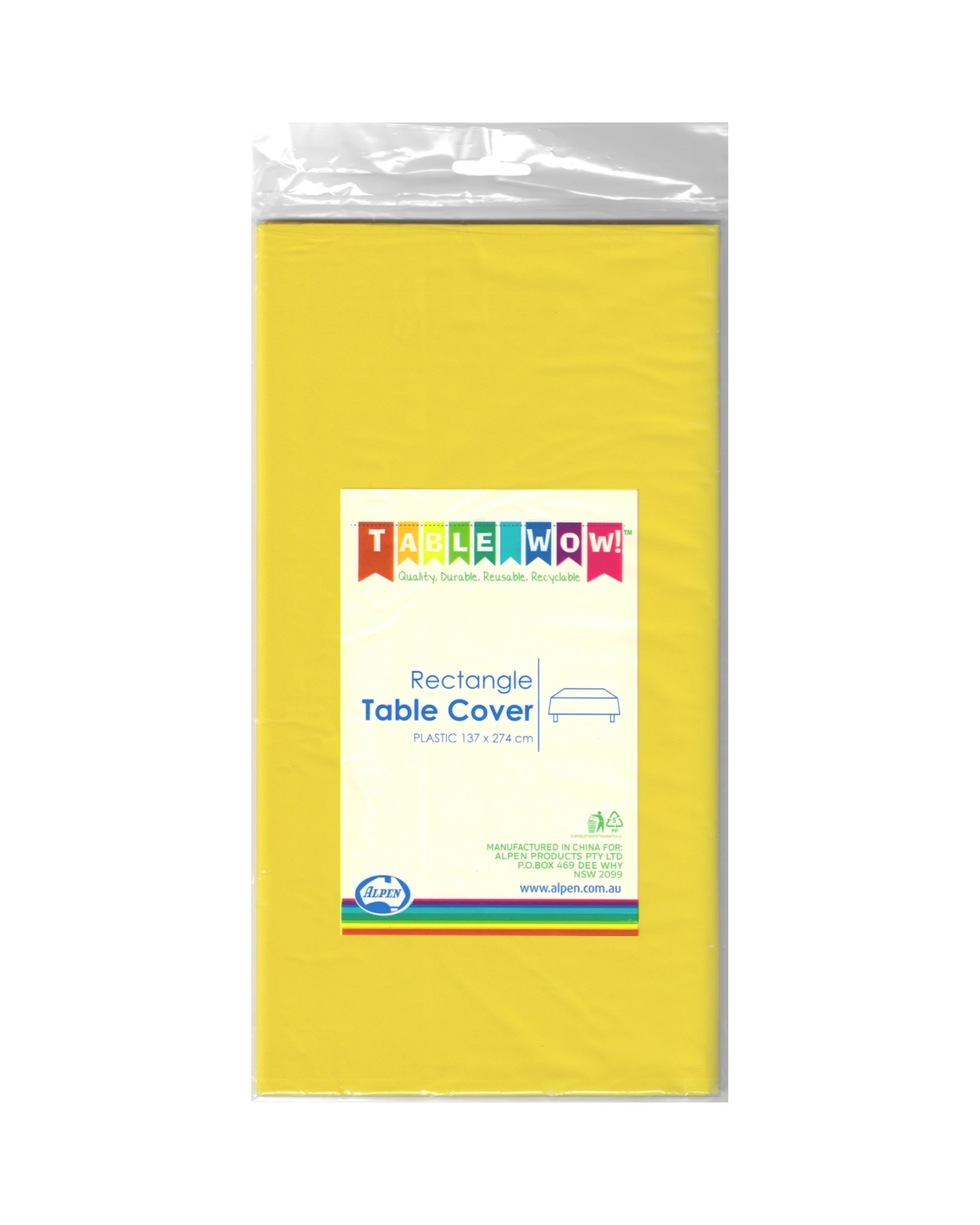 2 Alpen Yellow Plastic Rectangular Tablecloth - Yellow, 2 of 2