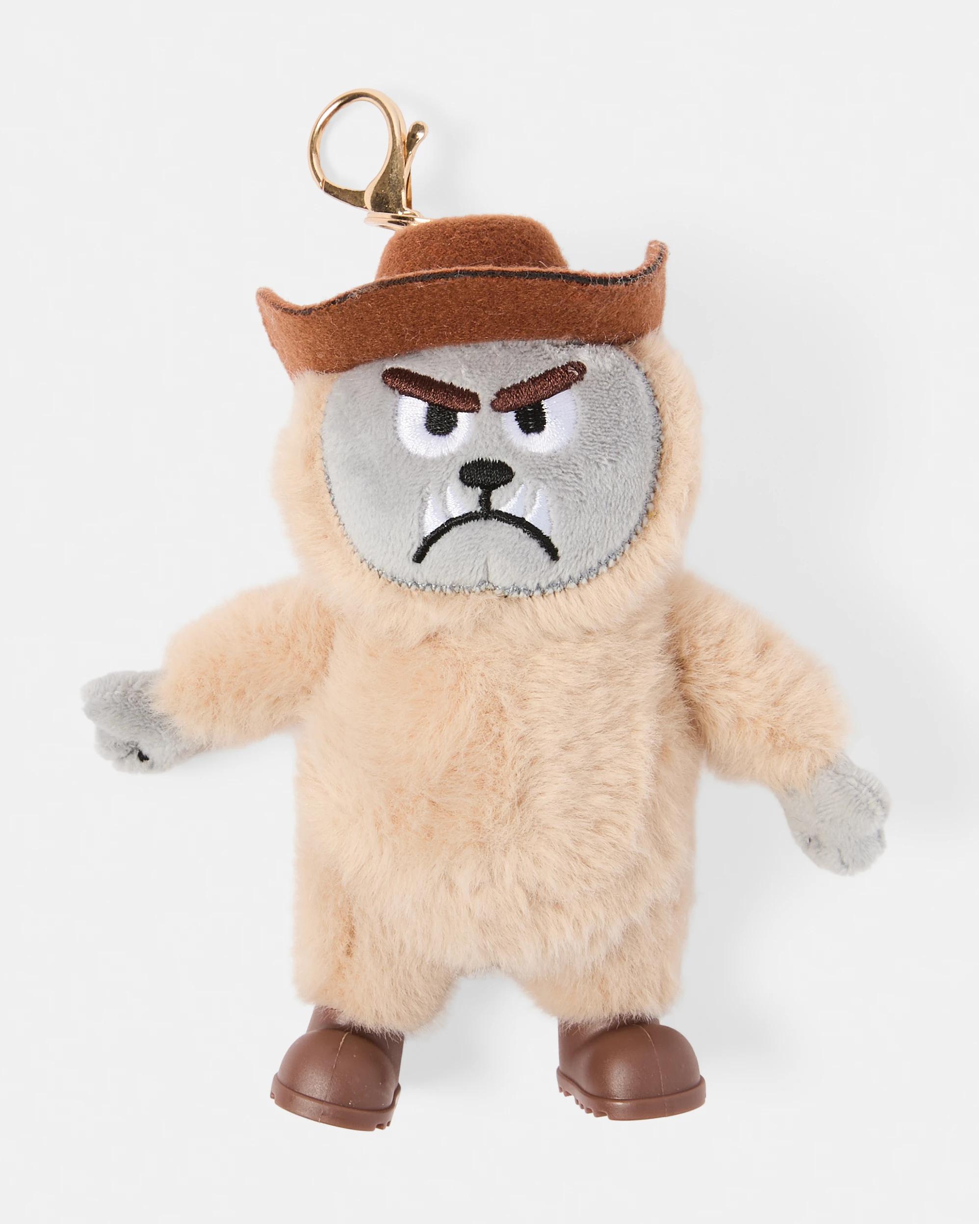 1 Cowboy Monster Charm Keyring - Beige, Brown and Gold Tone Beige, 1 of 3