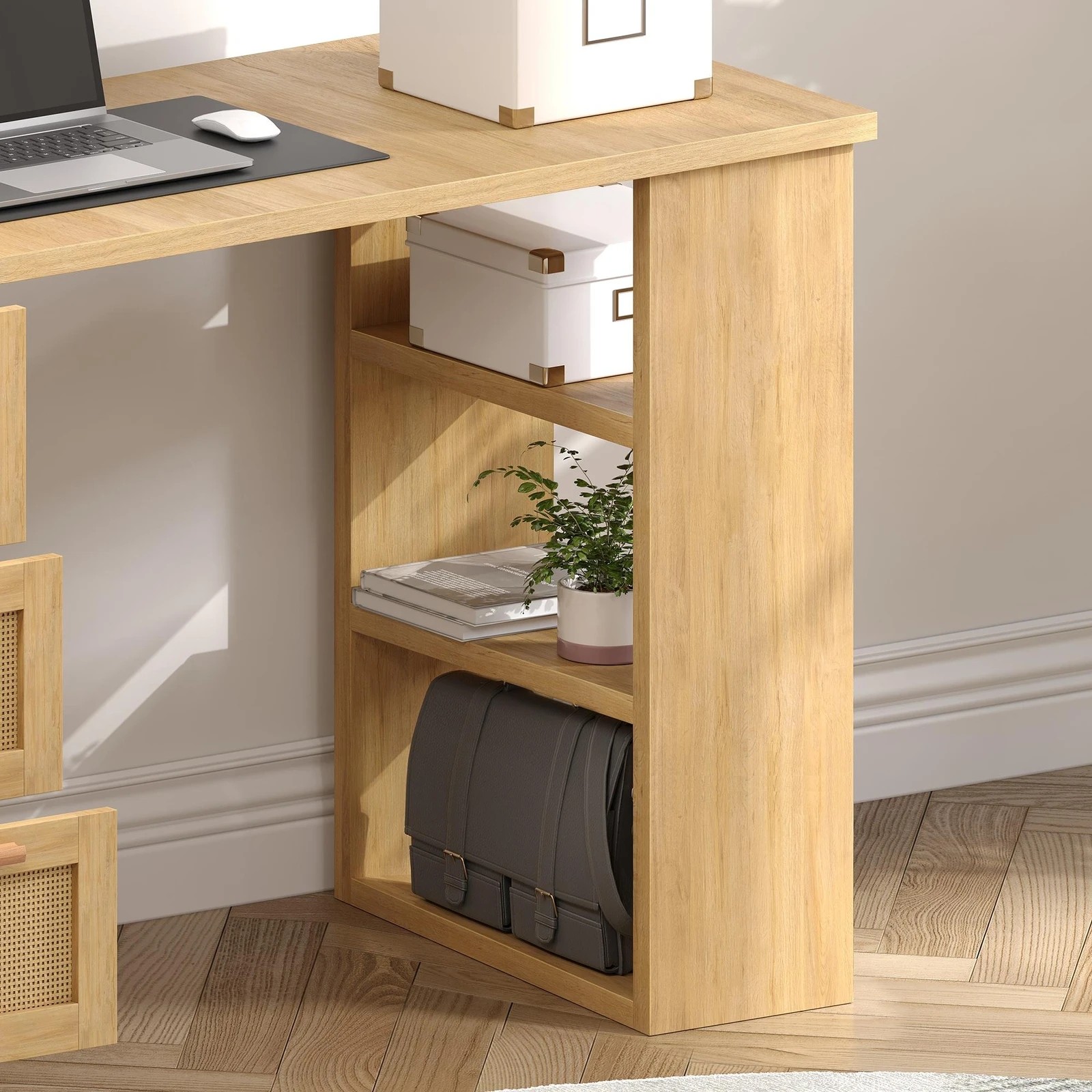 5 Alfordson Computer Desk Drawers Office Laptop PC Study Table Shelf - Oak, 5 of 10