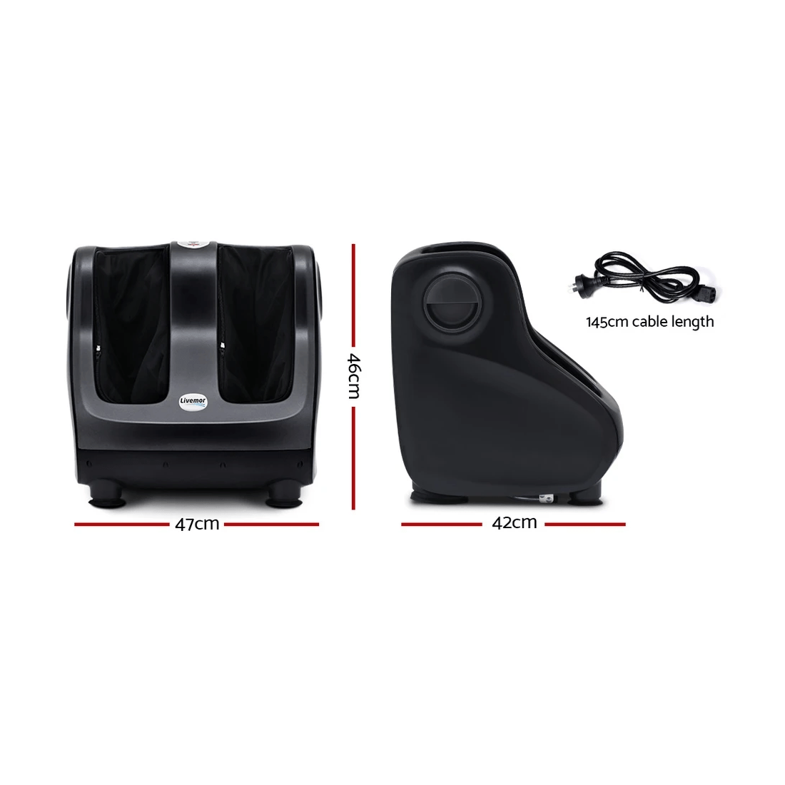 2 Livemor Foot Massager Shiatsu Massagers Electric Roller Calf Leg Kneading - Black, 2 of 7