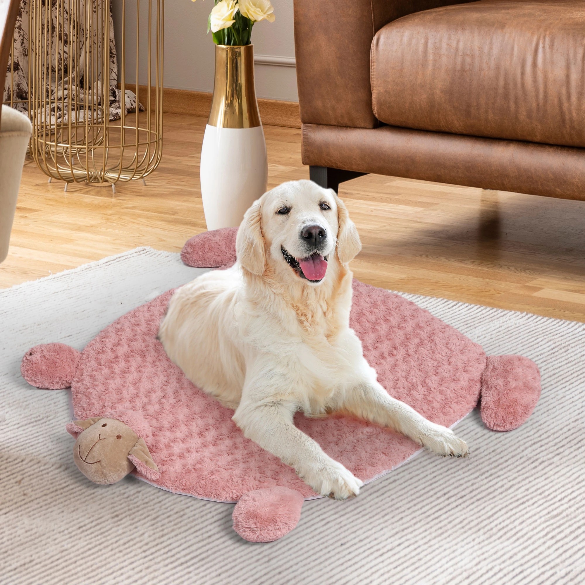 6 Pawz Medium Pet Calming Bed With Squeaky Toy Pink, 6 of 6