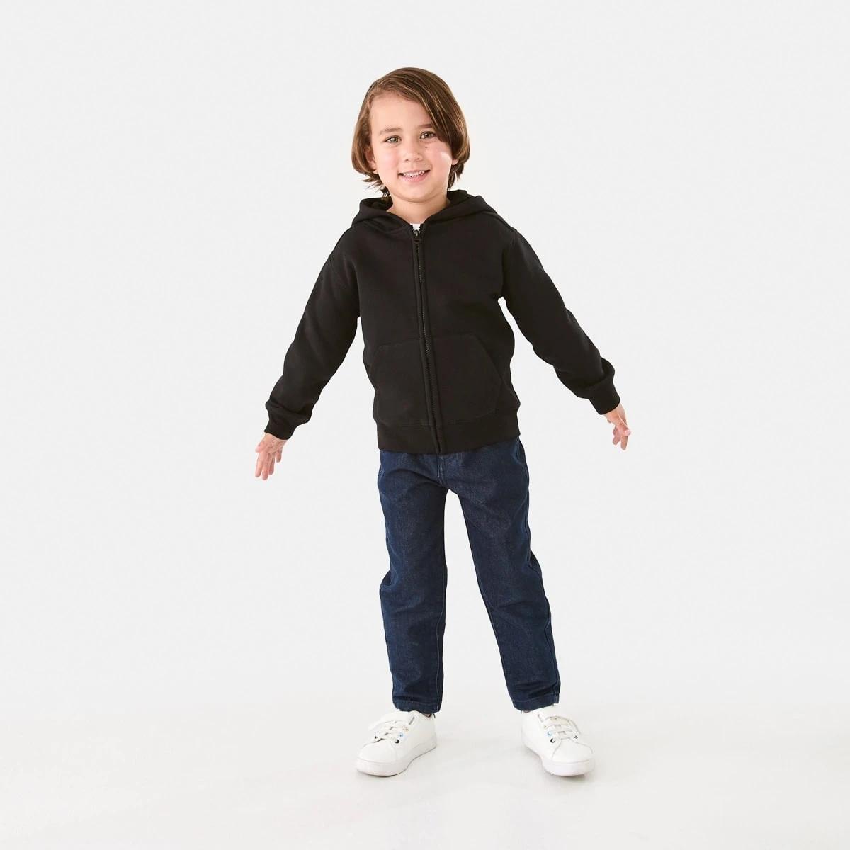 7 Plain Zip Through Hoodie Black, 7 of 10