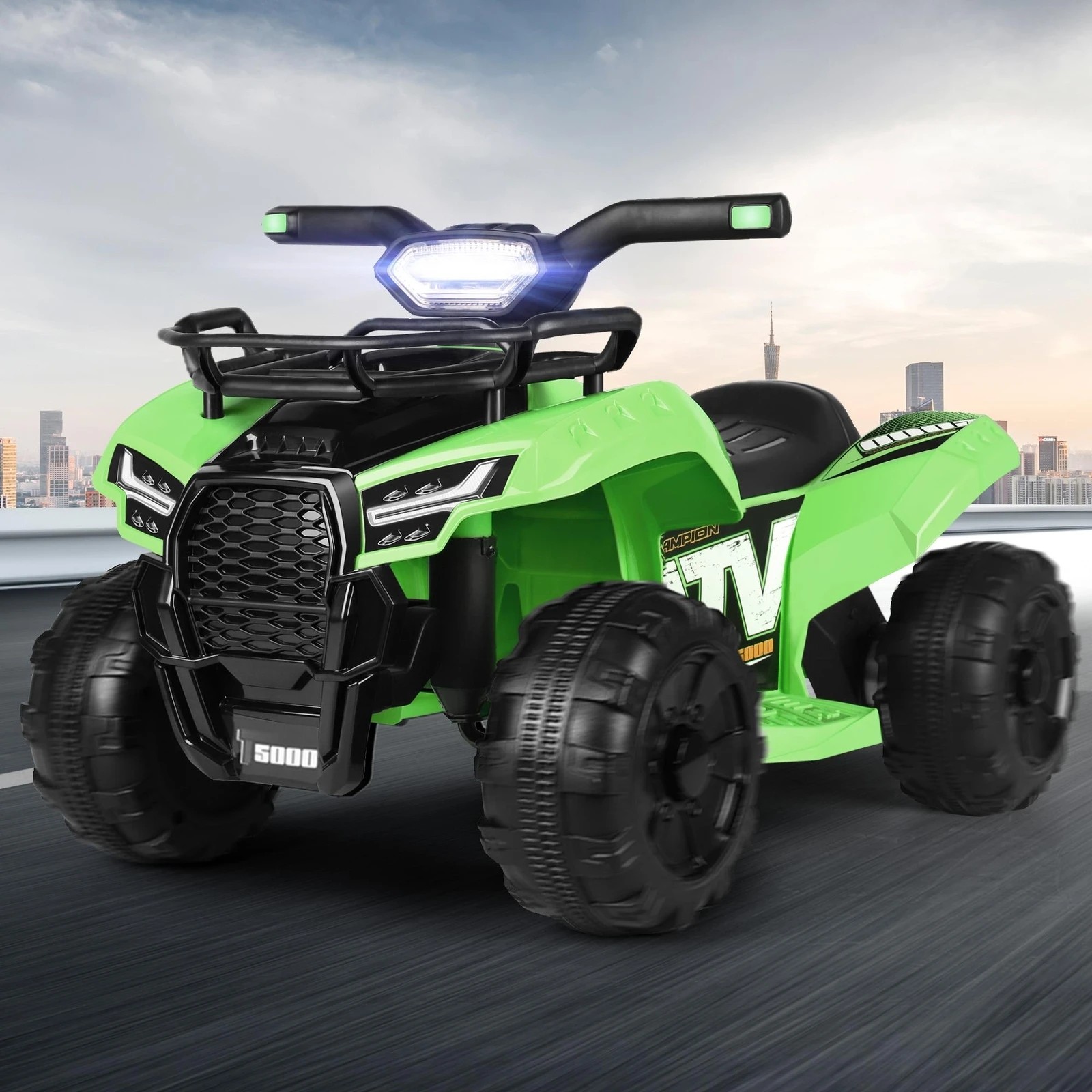 5 Alfordson Kids Ride On Car Electric ATV Toy 25W Motor W/ USB MP3 LED Light - Green, 5 of 10