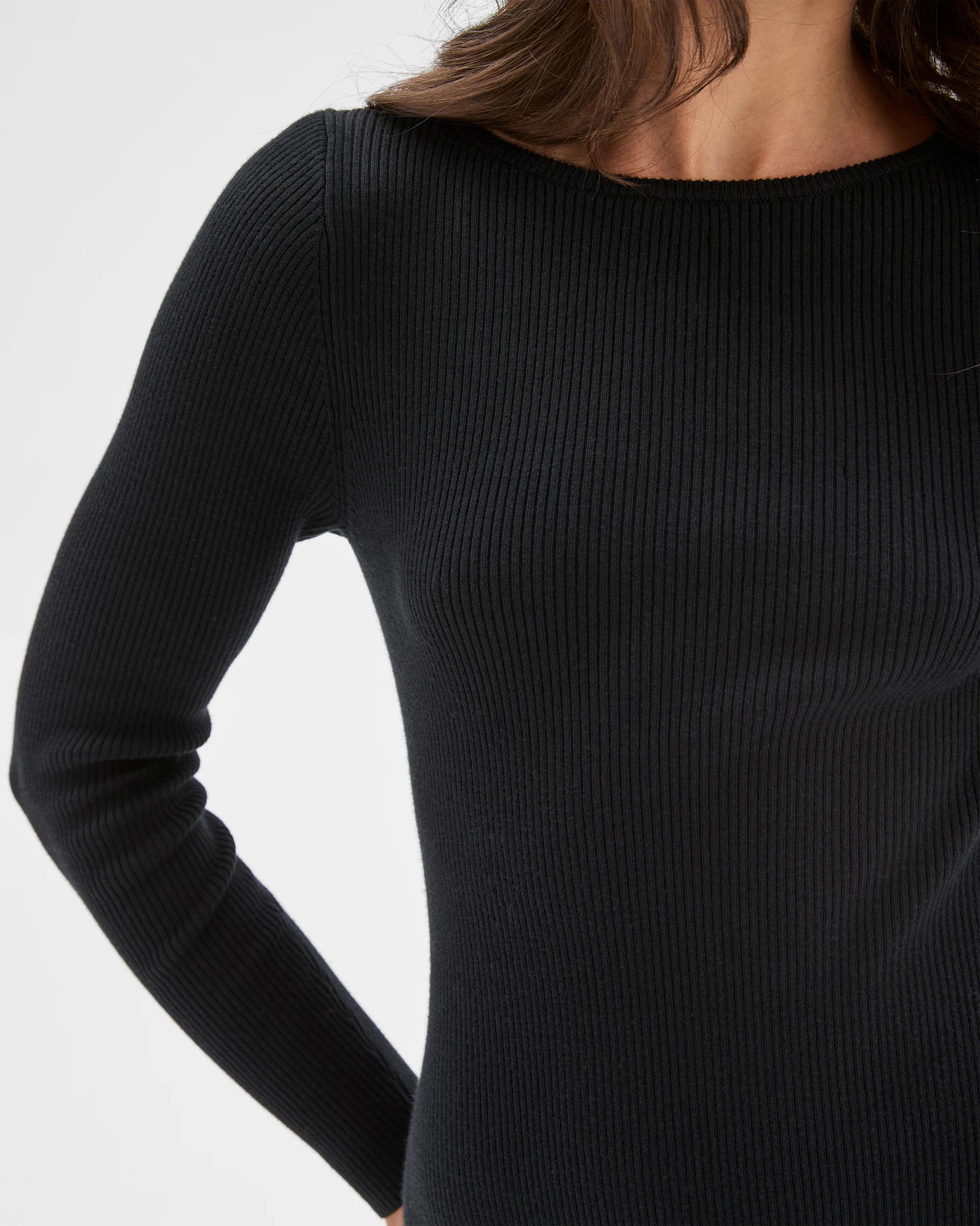 7 Target Petites Petites Long Sleeve Knit Midi Dress BLACK, 7 of 9