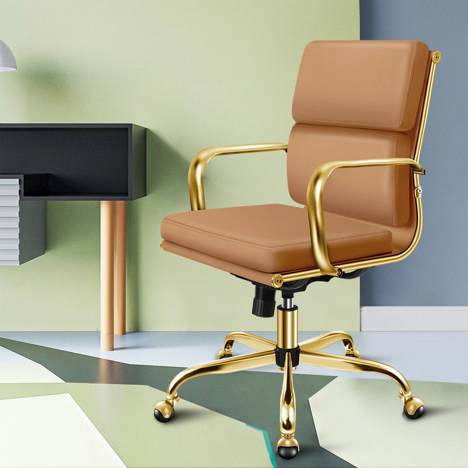 10 Alfordson Office Chair Ergonomic Paddings Executive Computer Seat Mid Back - Brown, 10 of 10