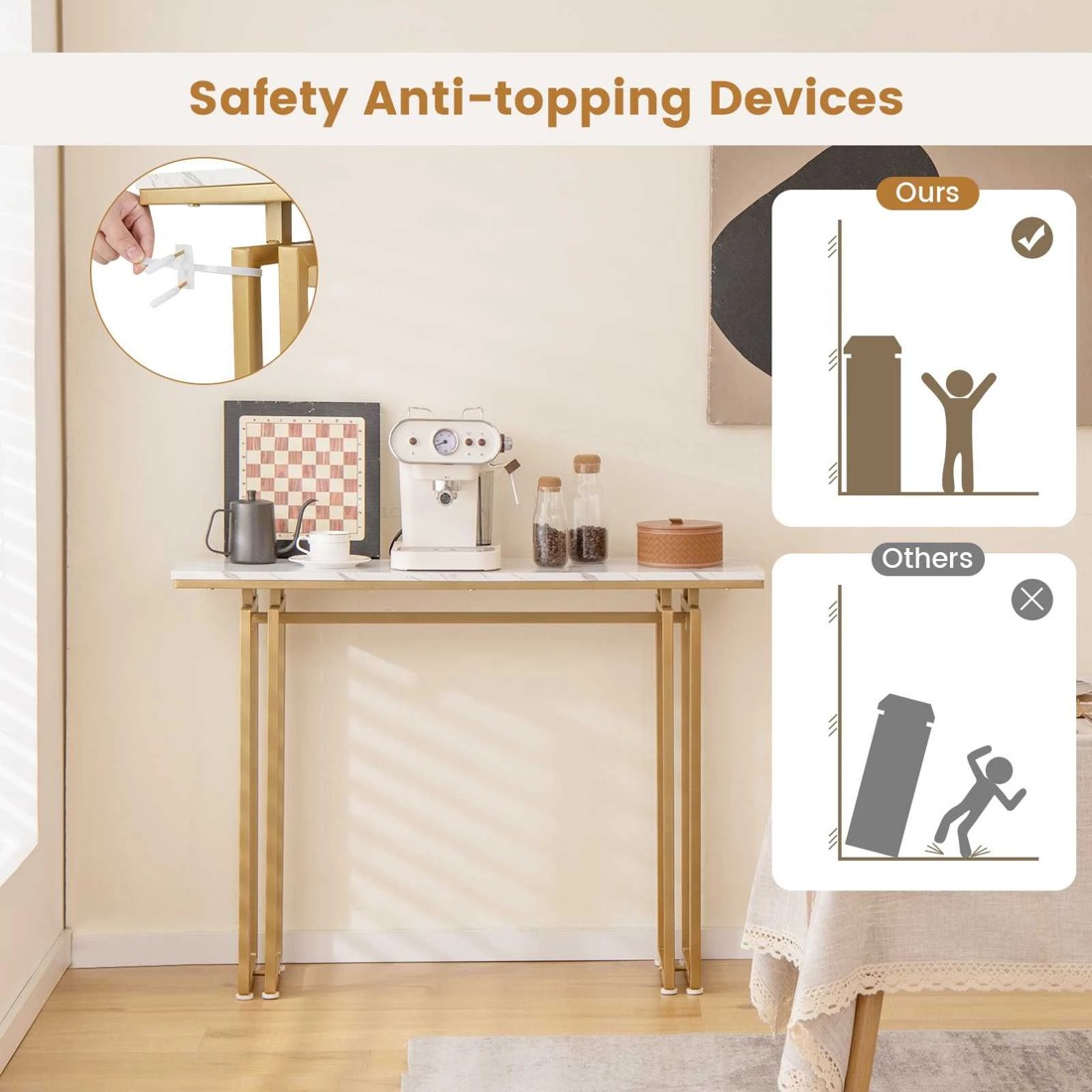 6 Costway Modern Console Table Entryway Display Table, 6 of 8