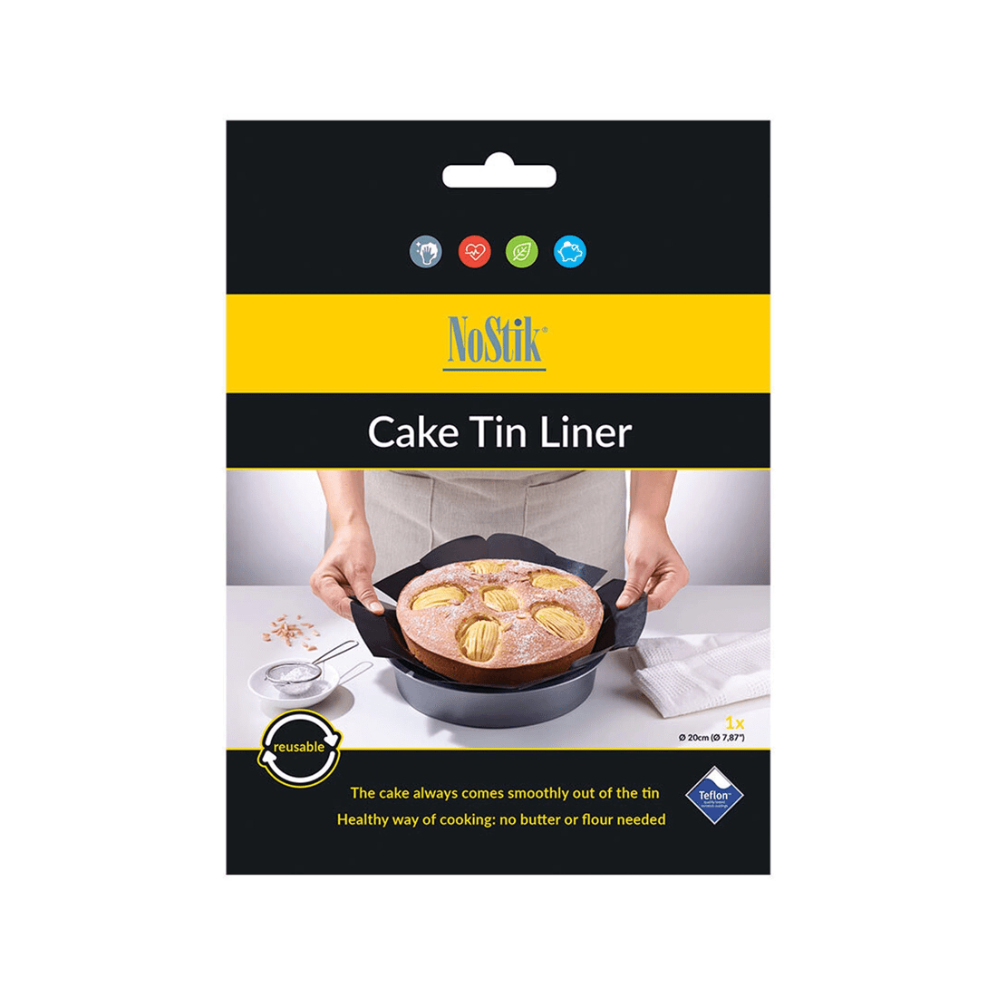 2 Nostik Reusable Non-stick Cake Tin Liner 20cm Heat Resistant Easy Release
 - Black, 2 of 3