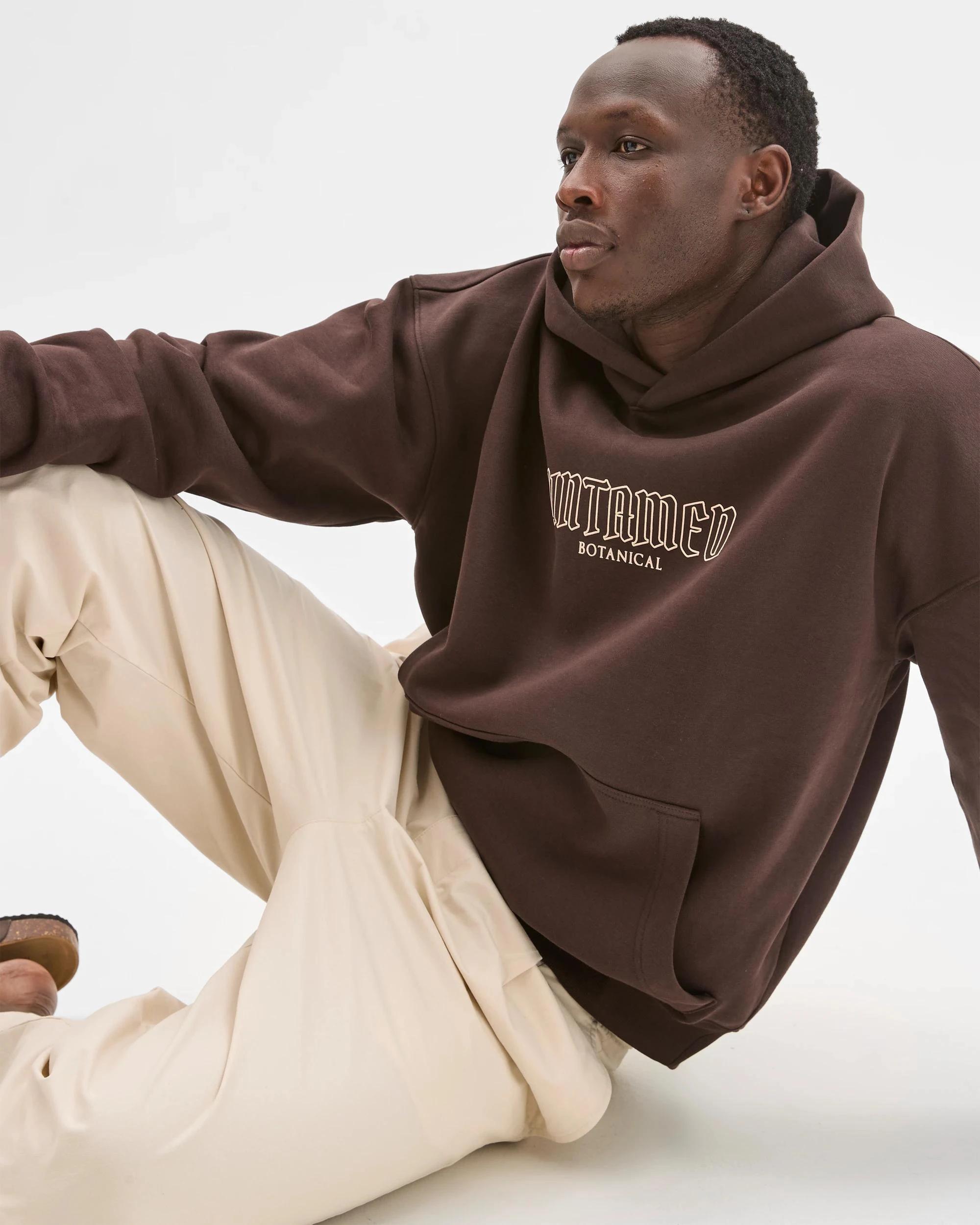 1 Commons Australian Cotton Blend Heavyweight Graphic Hoodie BROWN UNTAMED, 1 of 7