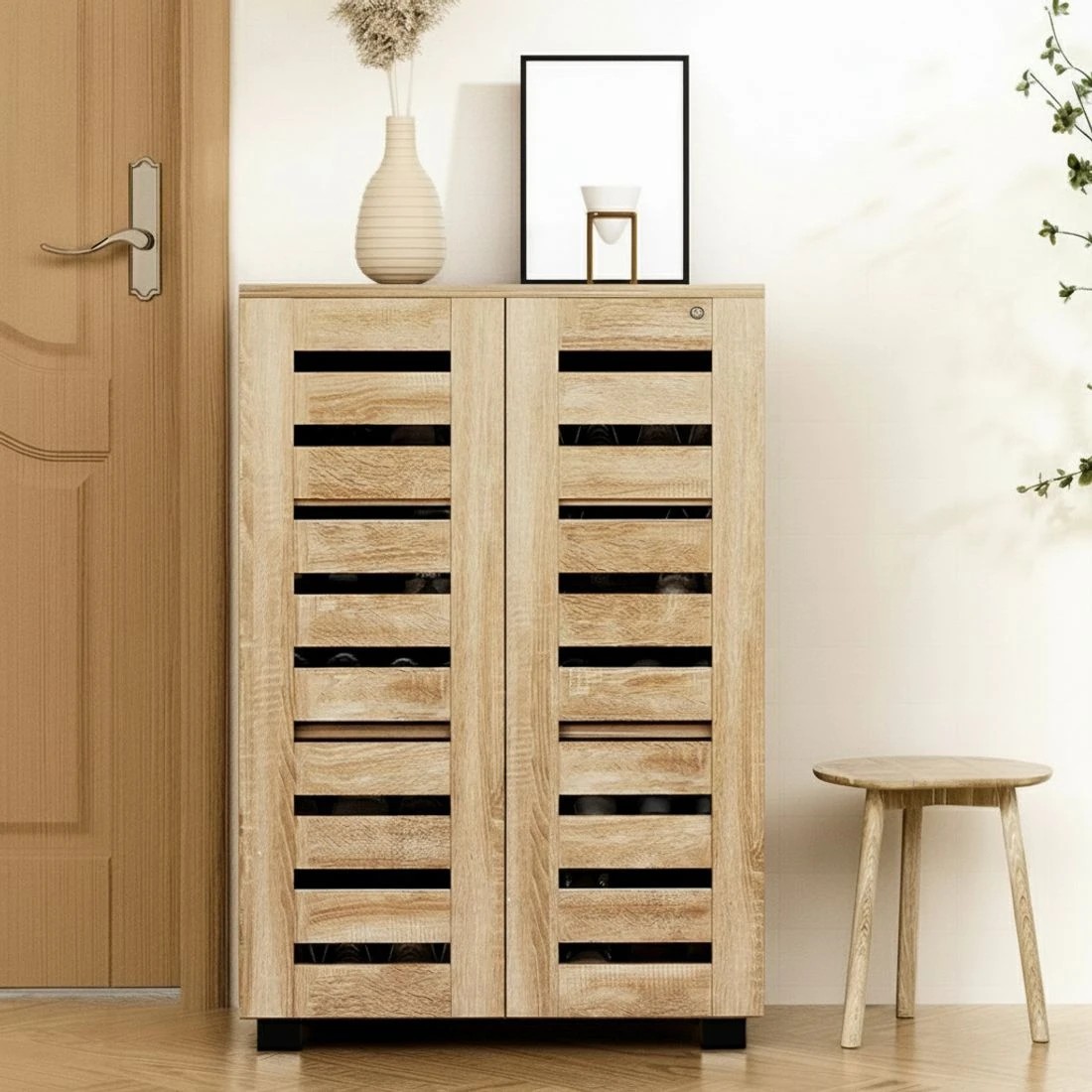 6 Artiss Shoe Rack Cabinet 20 Pairs 5-tier - Brown, 6 of 8