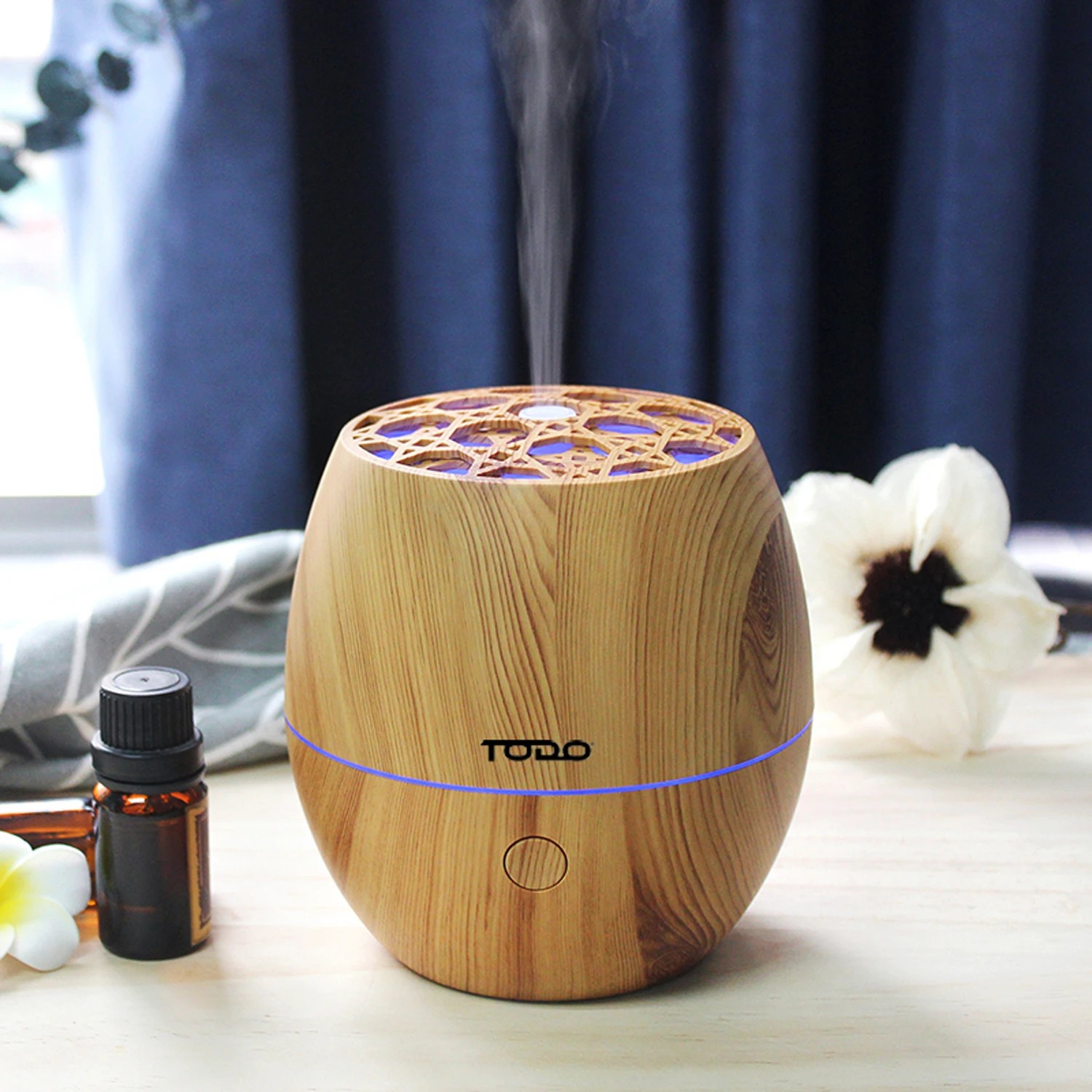 6 TODO 120ml Humidifier Aromatherapy Diffuser 7 Colour Led Ultrasonic Mist - Woodgrain, 6 of 9