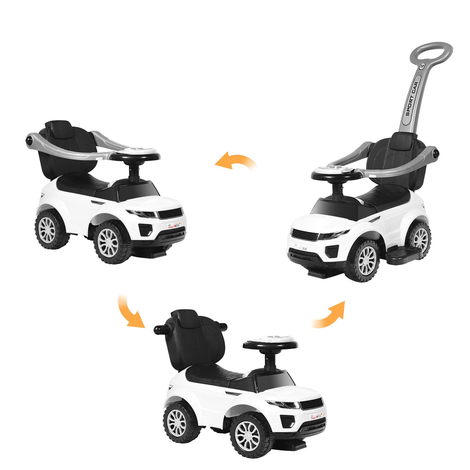 2 Costway Kids Ride On Push Car Sliding Car Toy - White, 2 of 5