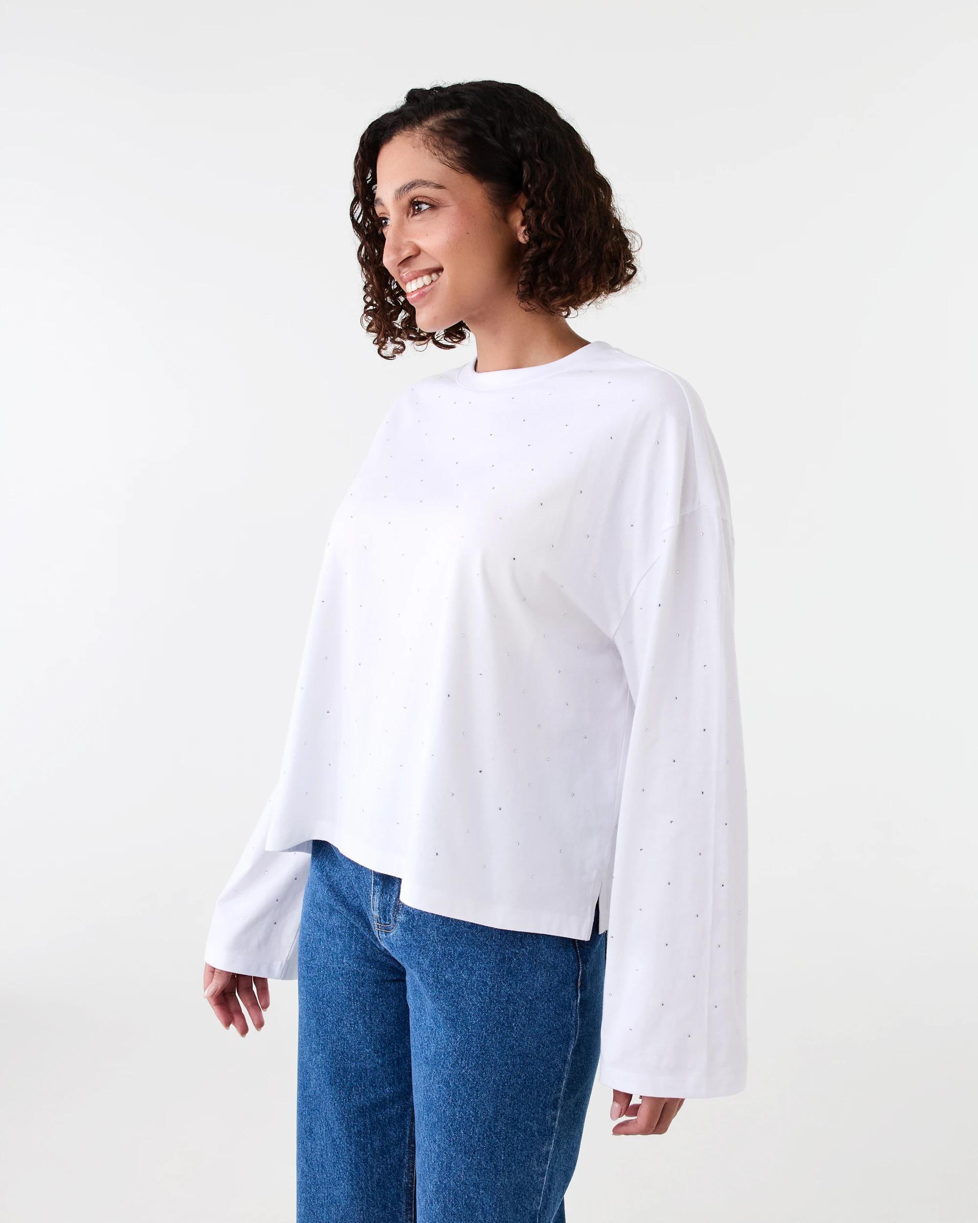 2 Long Sleeve Embellished T-shirt White, 2 of 7
