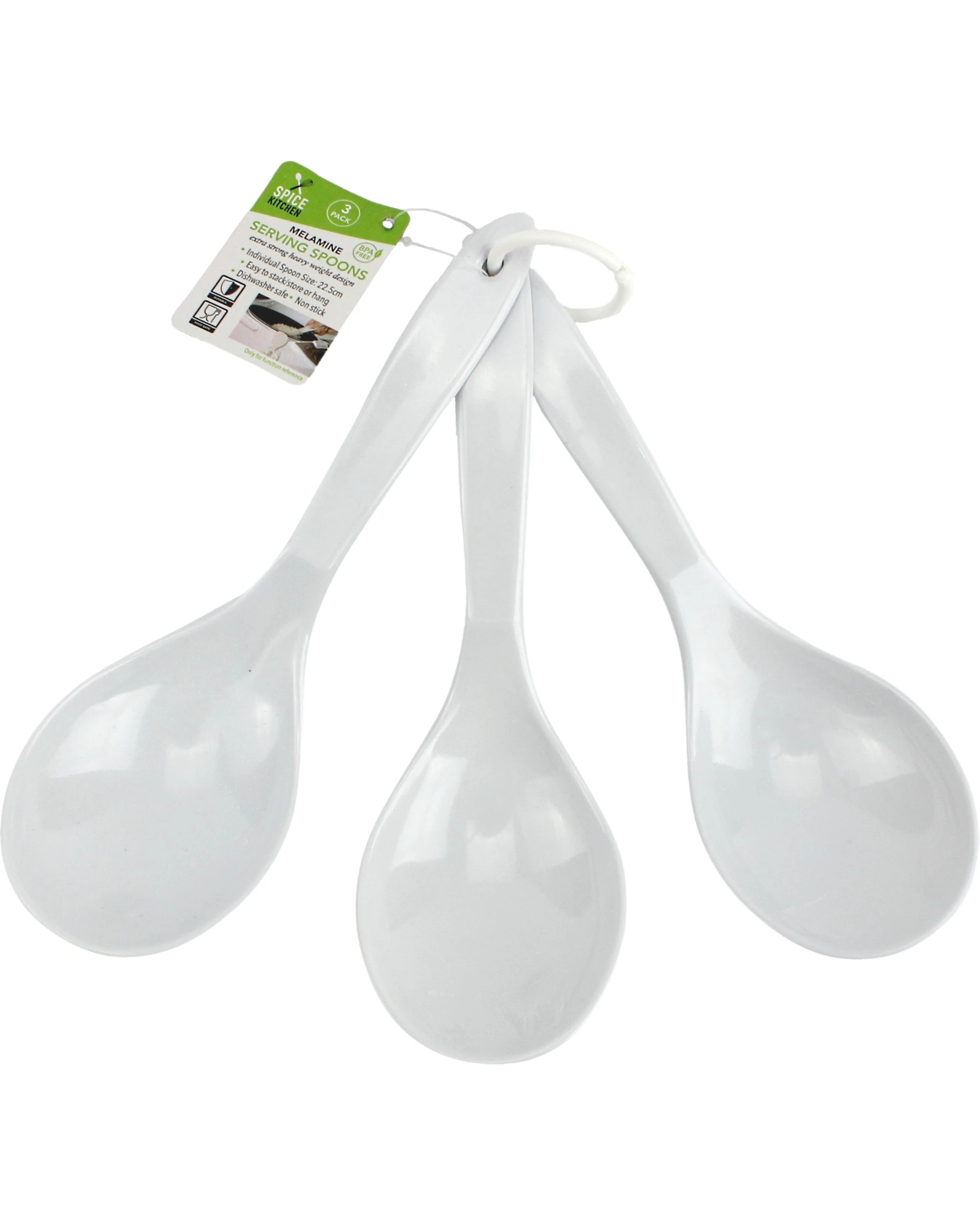1 Spice Kitchen White Melamine Serving Spoons Set of 3 - White, 1 of 1