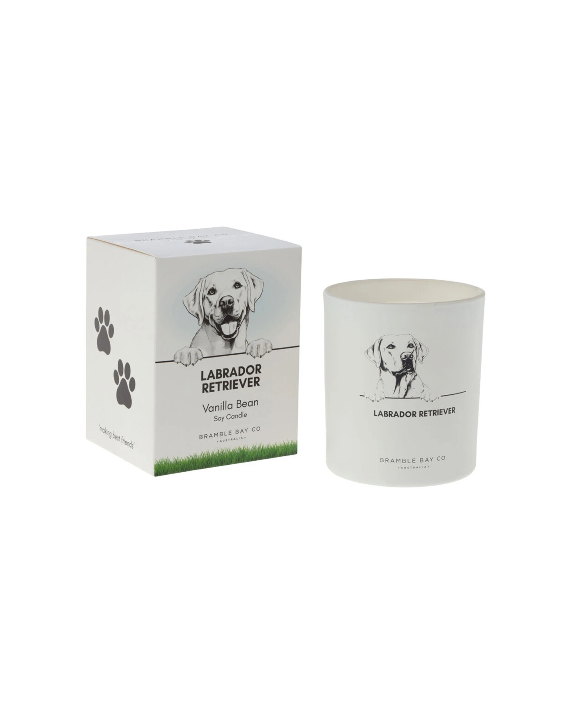 1 Bramble Bay Labrador Retriever Scented Soy Candle Warm Vanilla Home Fragrance 300g - White, 1 of 2