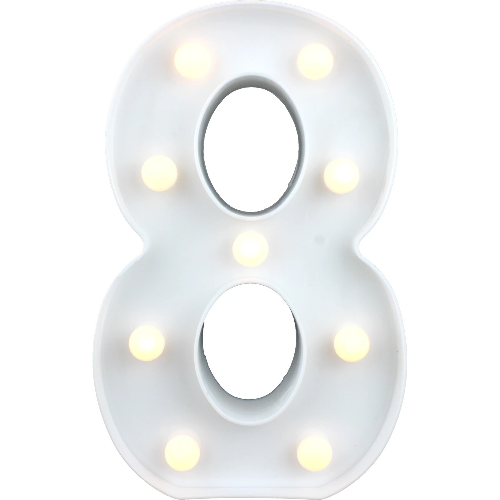 1 Party Maker LED Light Up Number 8 White, 1 of 3