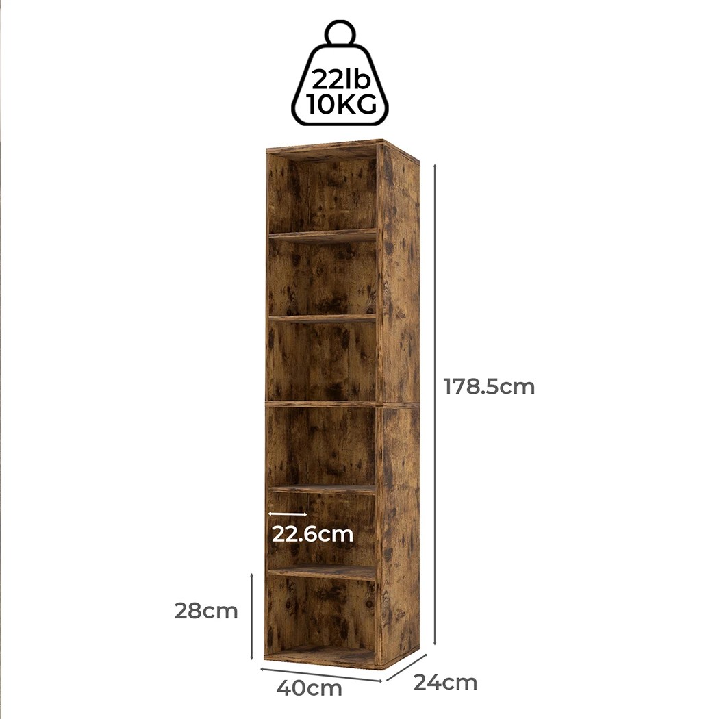 3 Levede 6-Tier Bookshelf in Walnut Colour, 3 of 8