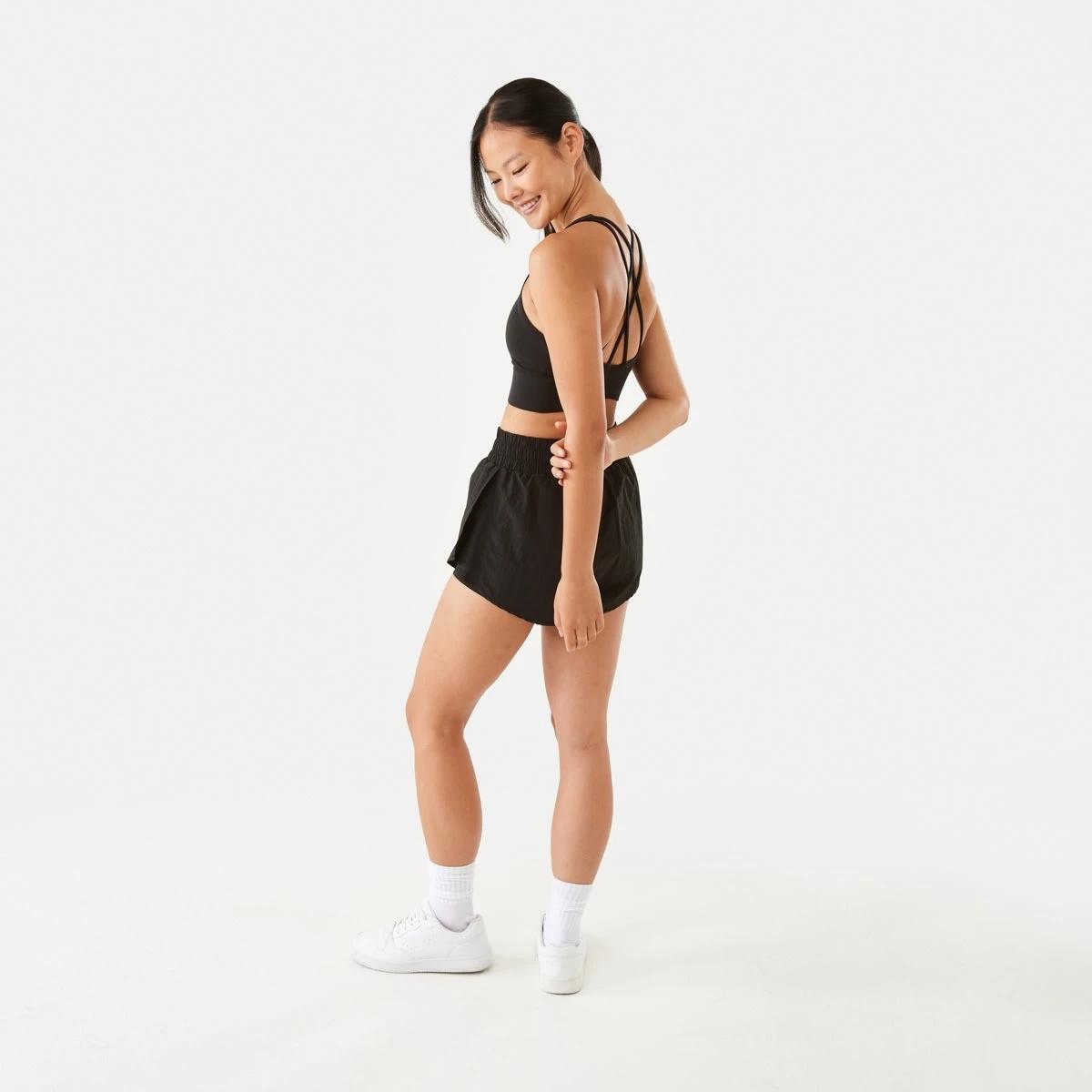 4 Active Womens Ultrasoft Strappy Crop Top BLACK, 4 of 8