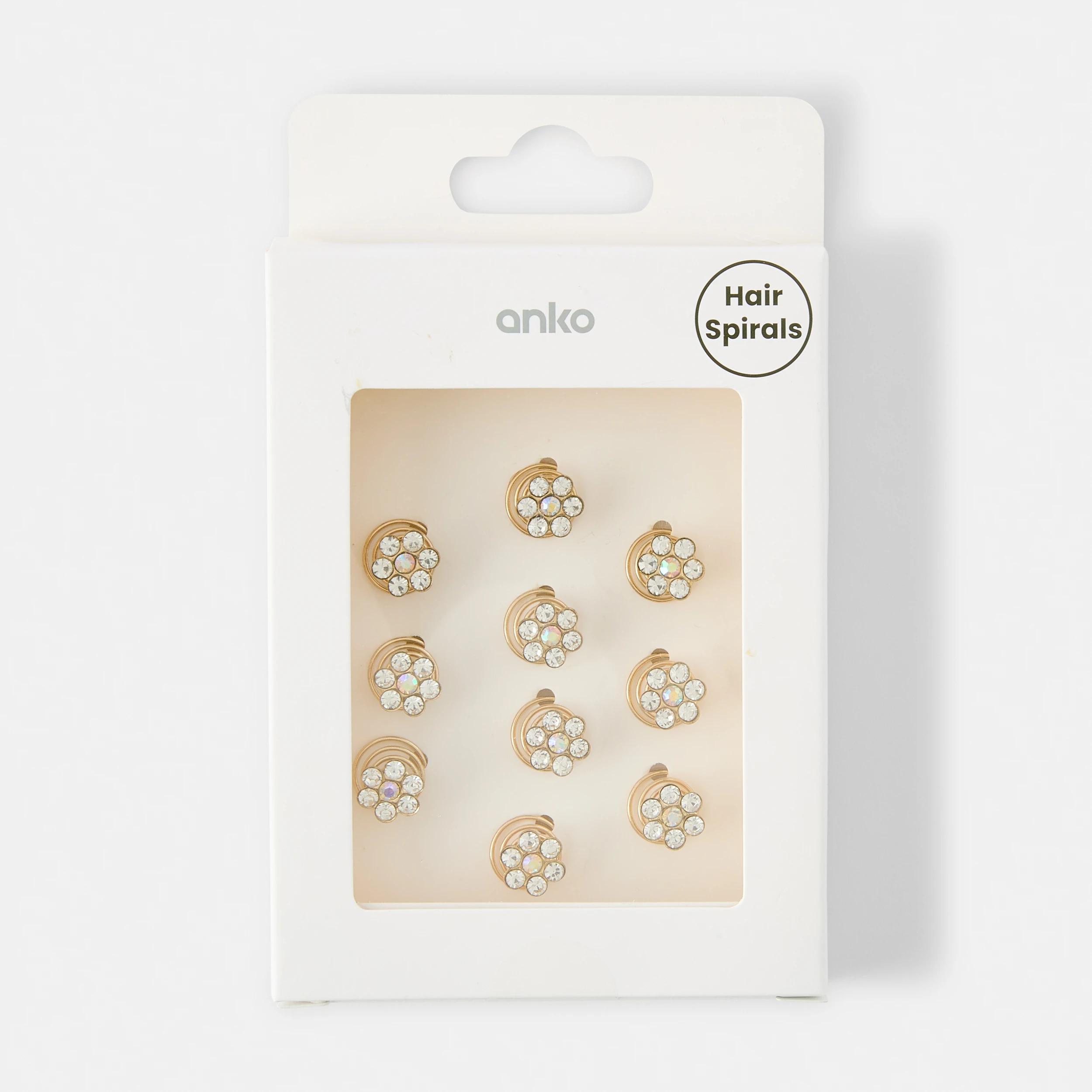 4 10 Pack Gold Tone Flower Spiral Hair Clips GOLD, 4 of 4