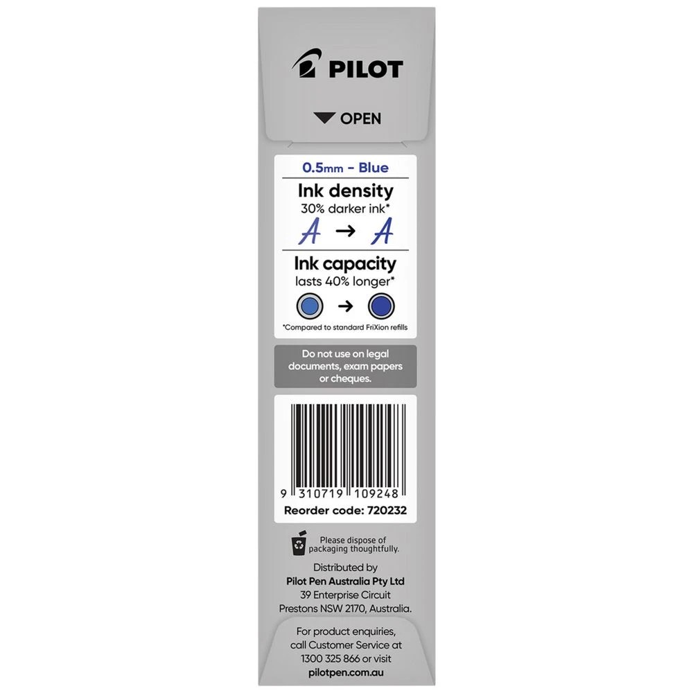 2 PILOT FriXion Advanced Erasable Gel Refill 0.5mm Blue 2 Pack, 2 of 3