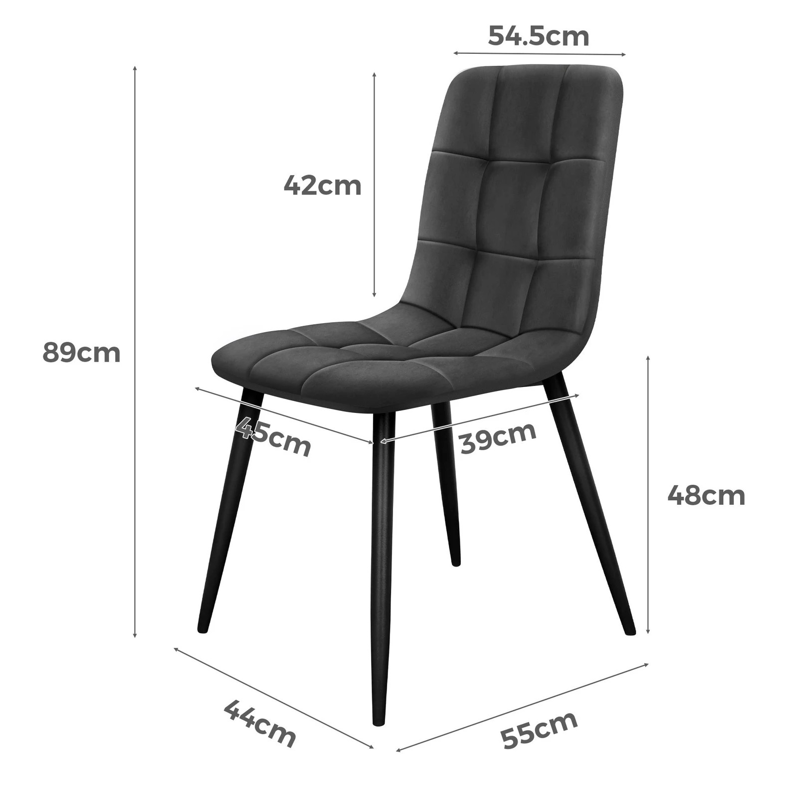 3 Alfordson 4x Dining Chair Kitchen Lounge Cafe Elegant Retro Seat Suede Dark - Grey, 3 of 10