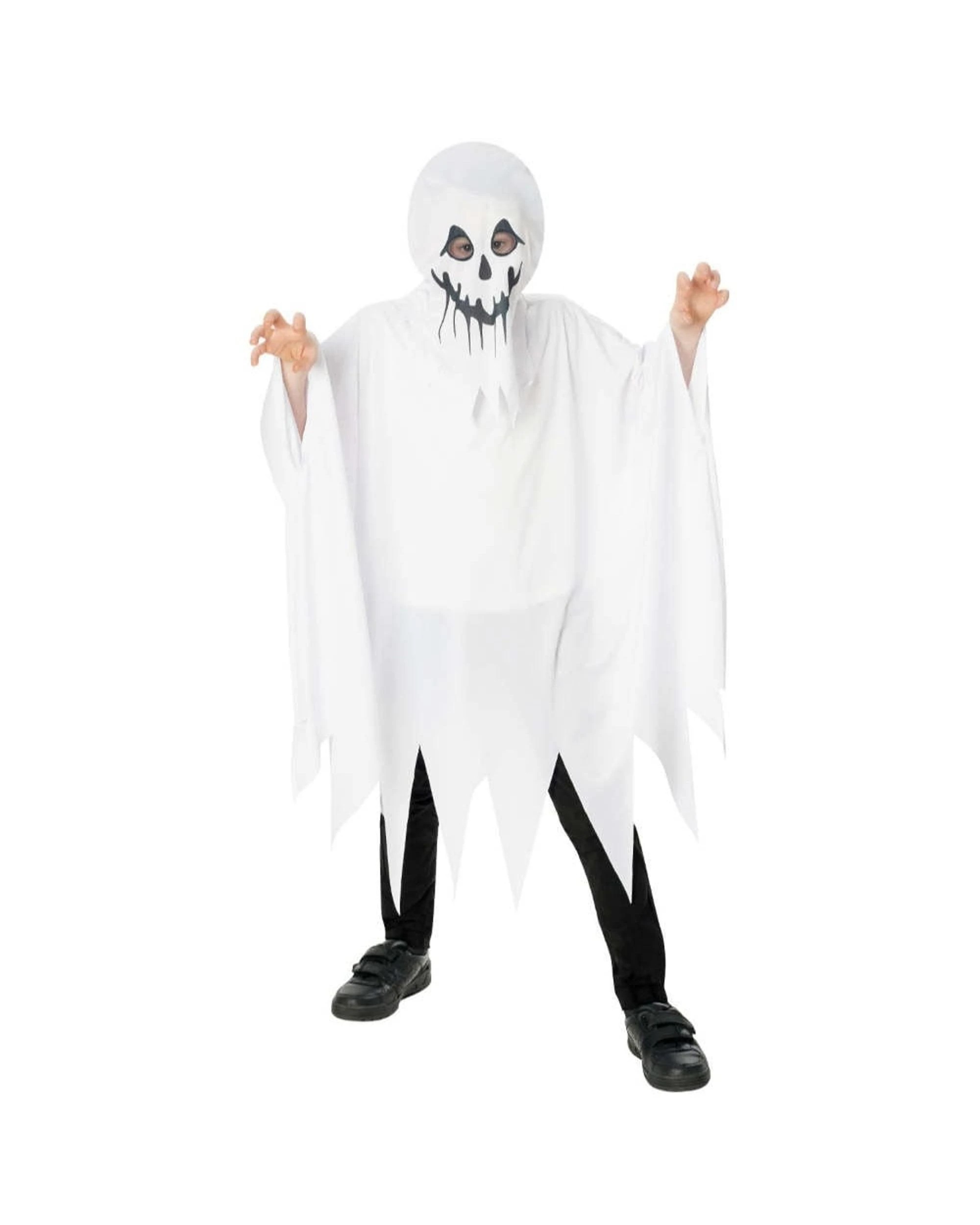 2 Ghost Poncho with Hood Child Costume Size M 9-10 Years, 2 of 3