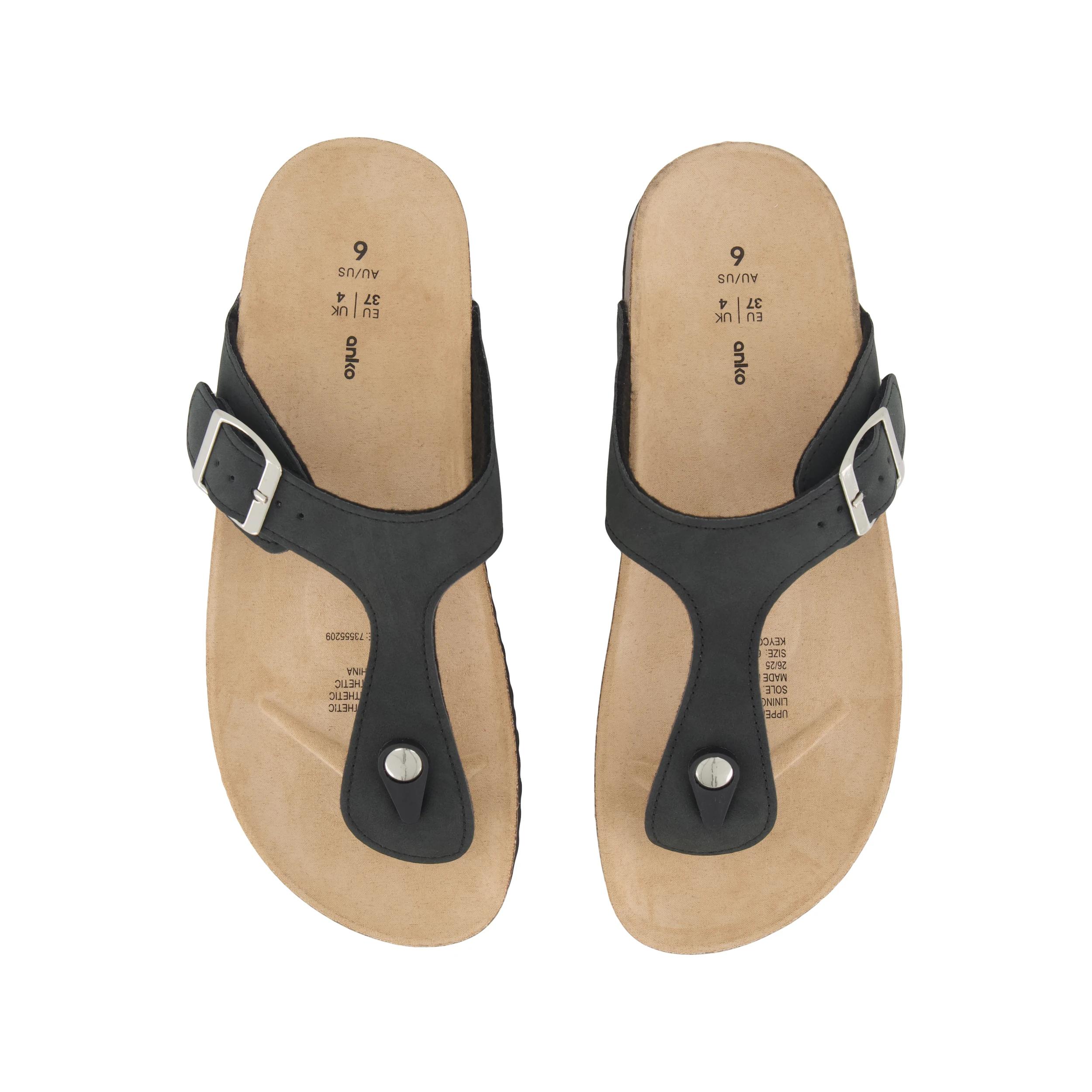 3 Footbed Toe Post Slides BLACK, 3 of 3