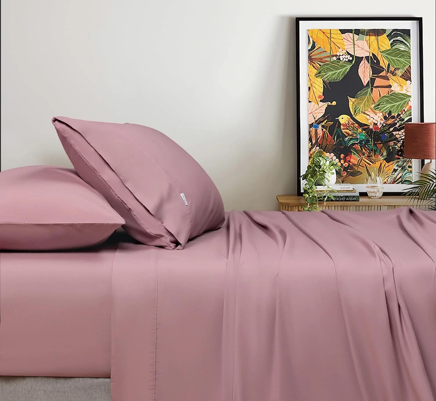 1 Gioia Casa Vintage Washed Cotton Sheet Set Soft Breathable - King Single Bed - Rose, 1 of 5