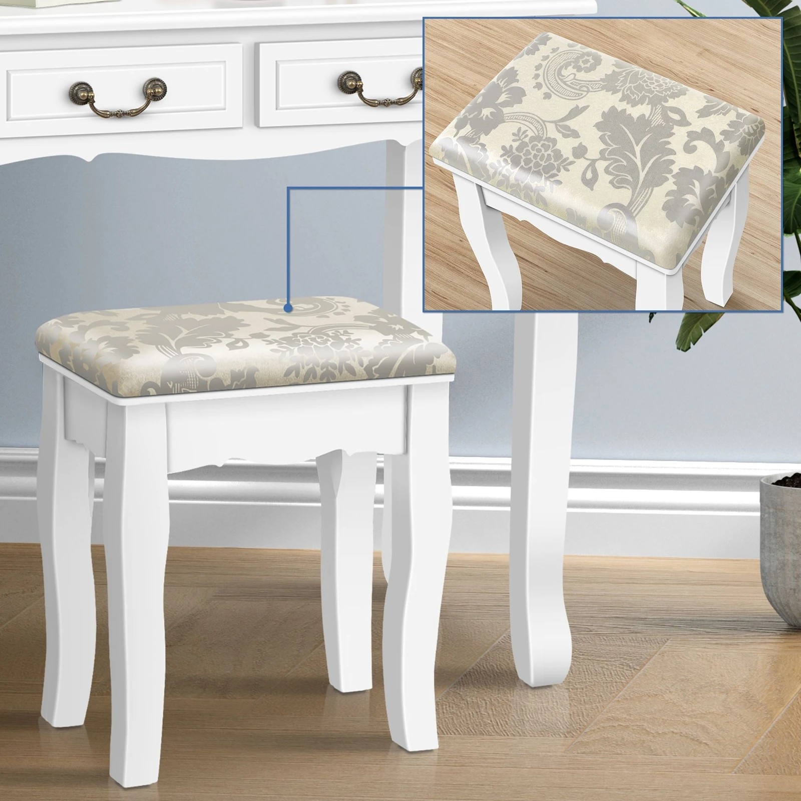 6 Alfordson Dressing Table Stool Set Makeup Foldable Mirror Vanity Desk - White, 6 of 10